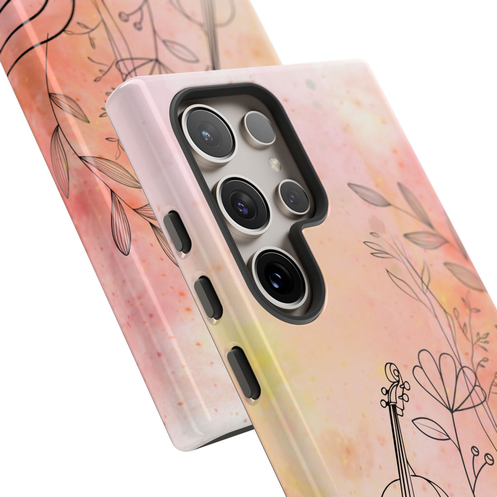 Étui Robuste Pour Violon Floral — Coque de Téléphone Musique Aquarelle