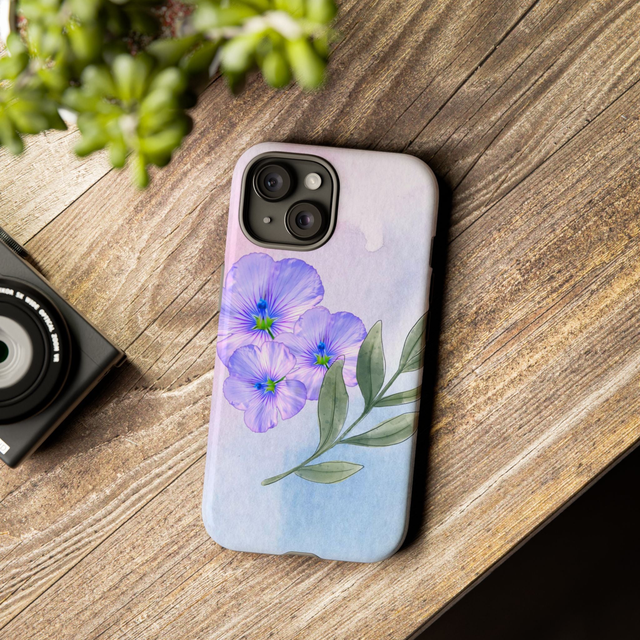 Coque de téléphone aquarelle florale – Bouquet de pétunias violets