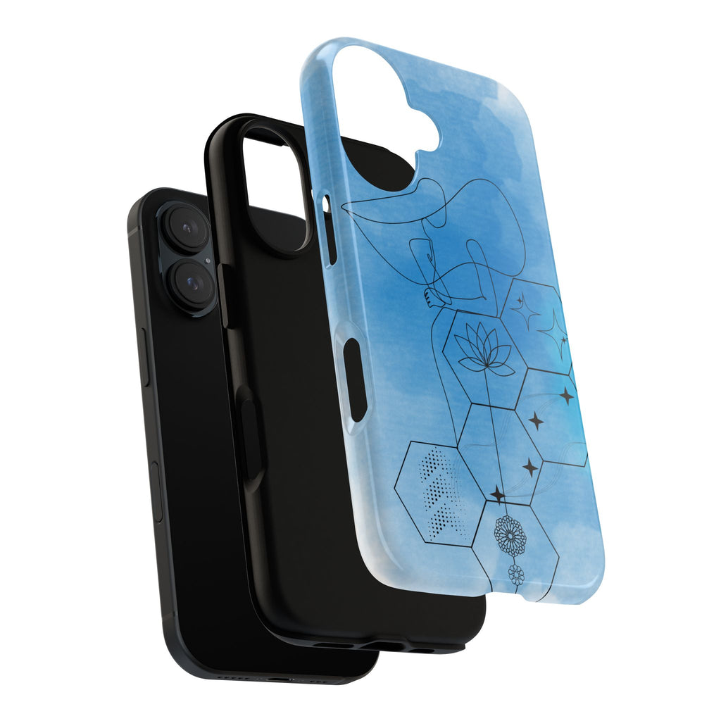 Coque de téléphone Abstraite bleue — Design Zen Lotus Hexagone