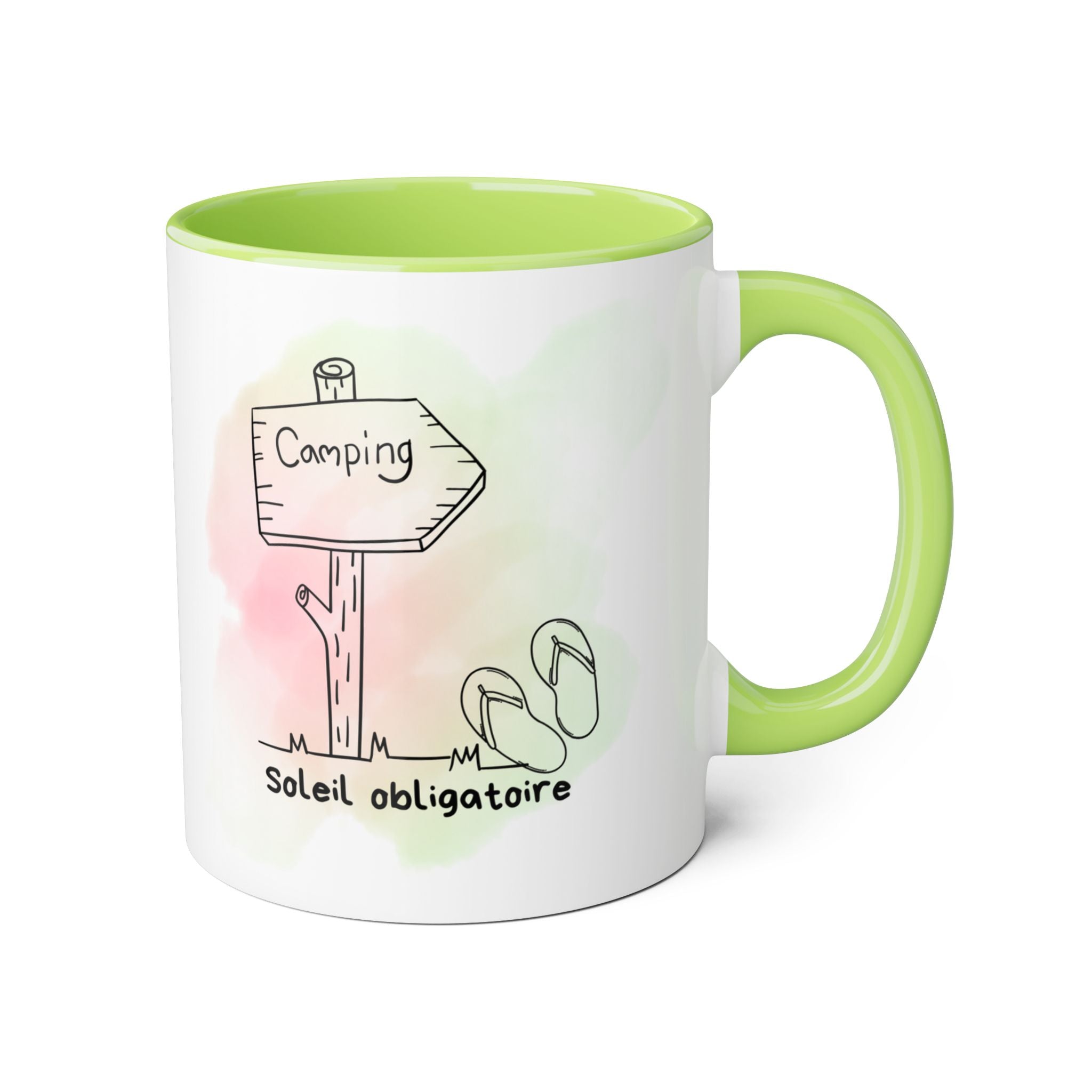 Tasse de camping — 'Camping au soleil obligatoire' Verre à aquarelle pour café