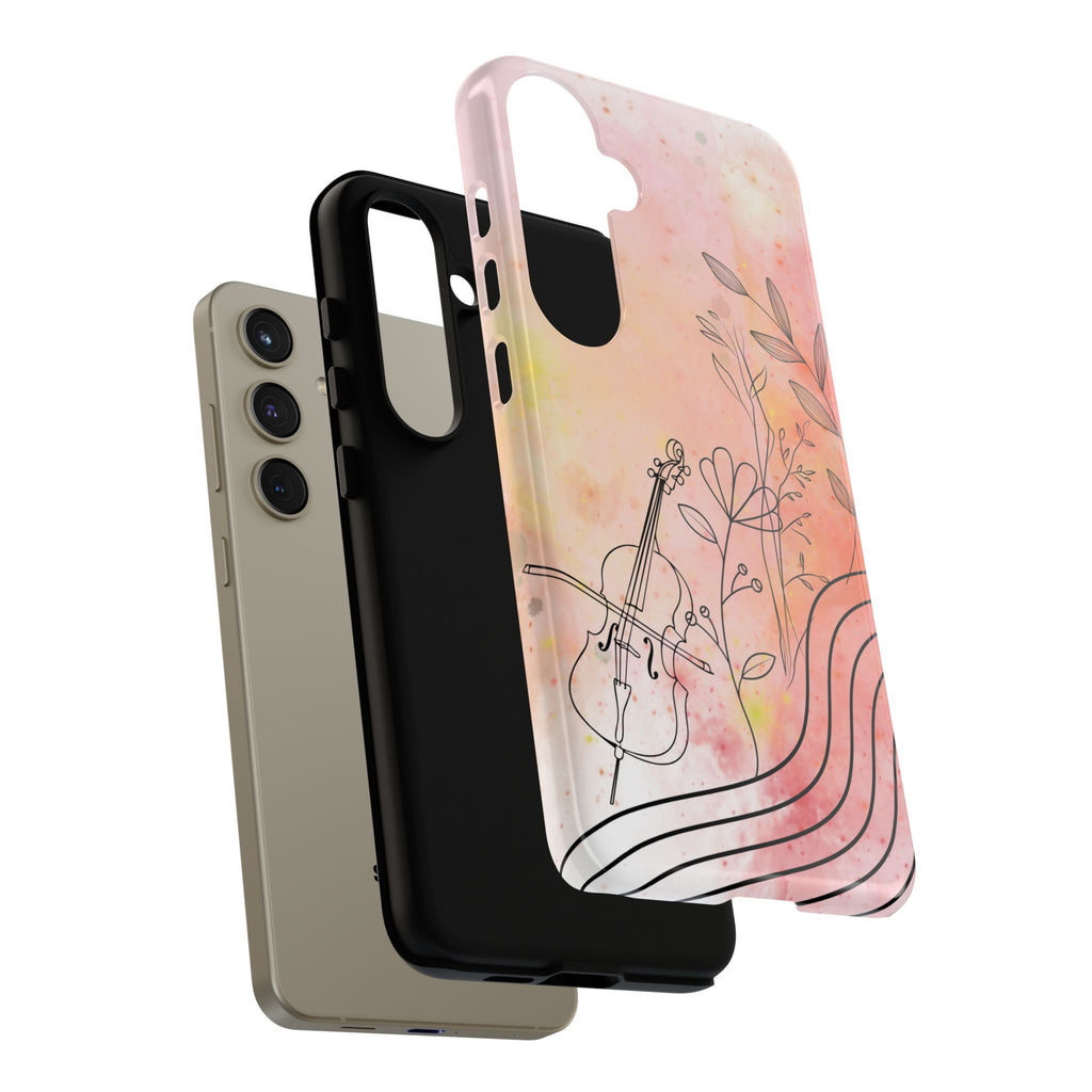 Étui Robuste Pour Violon Floral — Coque de Téléphone Musique Aquarelle