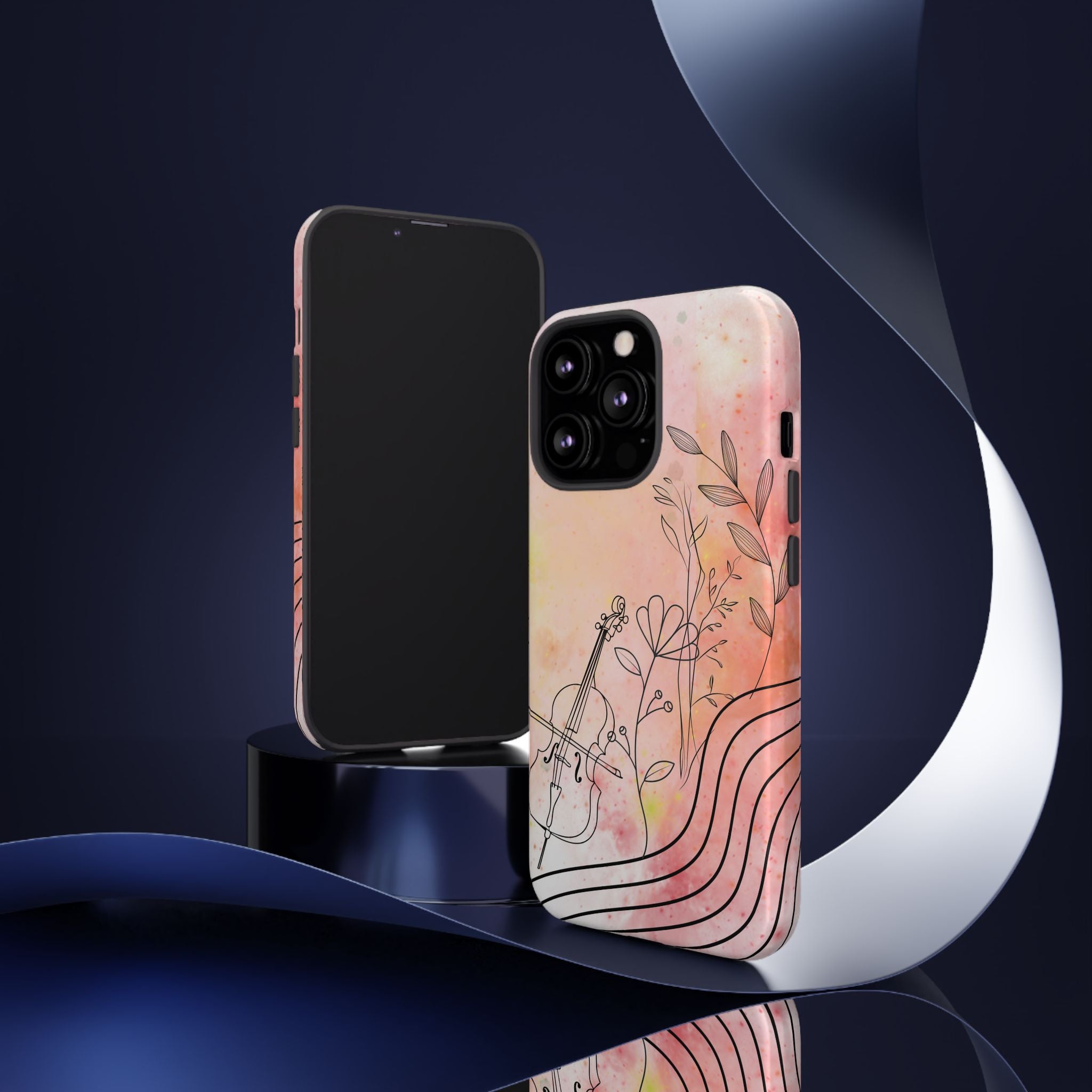 Étui Robuste Pour Violon Floral — Coque de Téléphone Musique Aquarelle