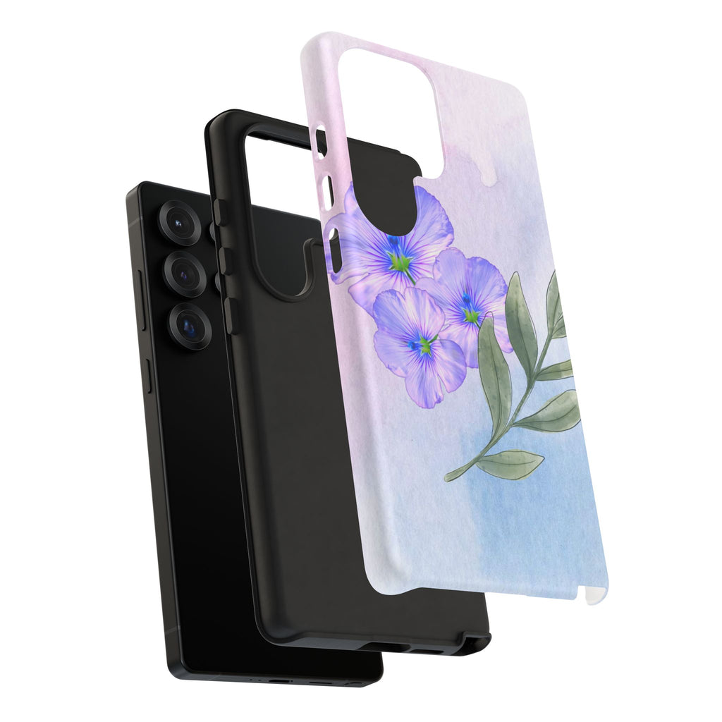 Coque de téléphone aquarelle florale – Bouquet de pétunias violets