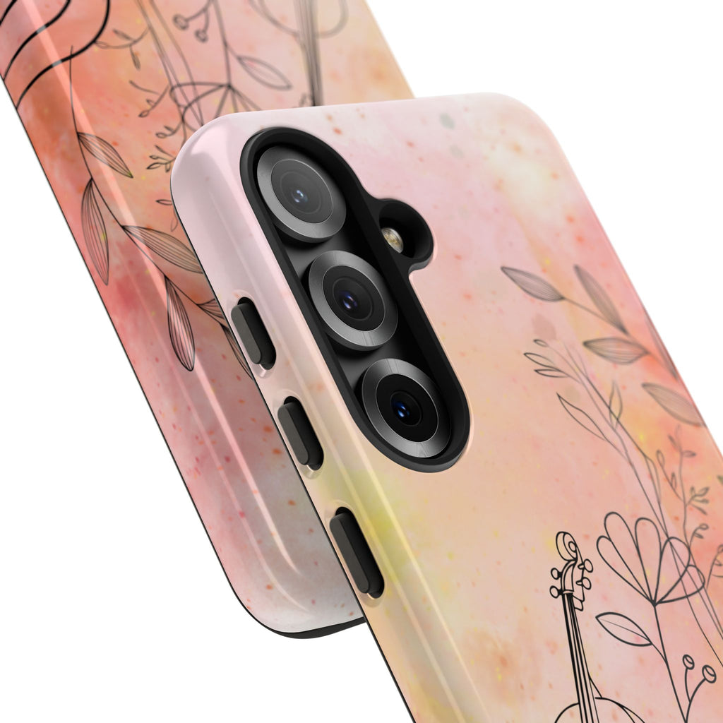 Étui Robuste Pour Violon Floral — Coque de Téléphone Musique Aquarelle