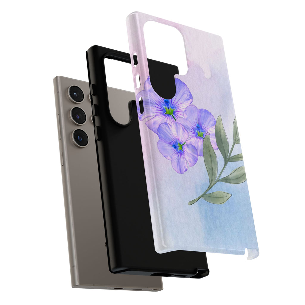 Coque de téléphone aquarelle florale – Bouquet de pétunias violets
