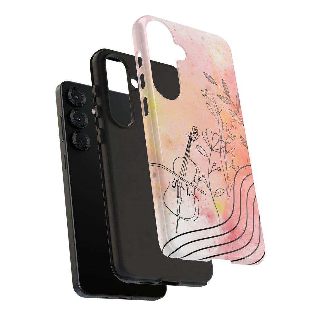 Étui Robuste Pour Violon Floral — Coque de Téléphone Musique Aquarelle