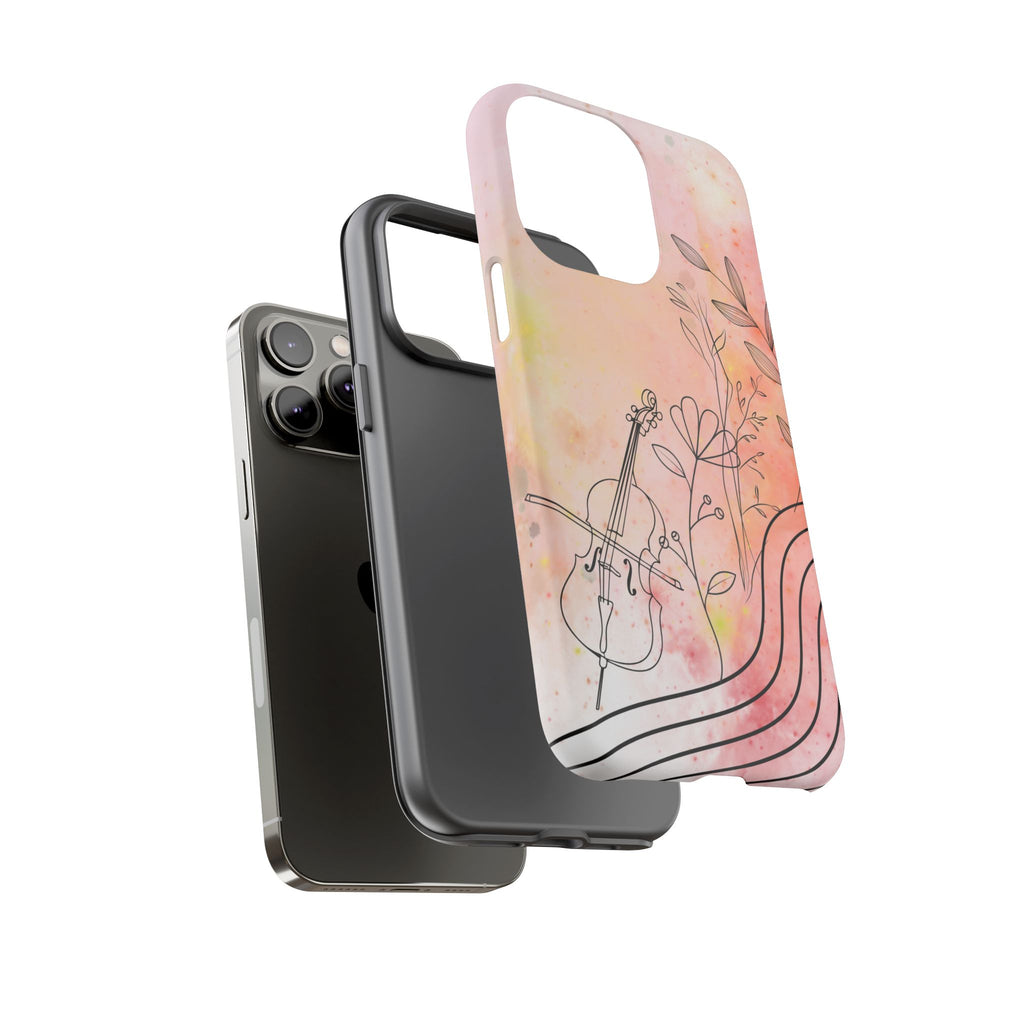 Étui Robuste Pour Violon Floral — Coque de Téléphone Musique Aquarelle