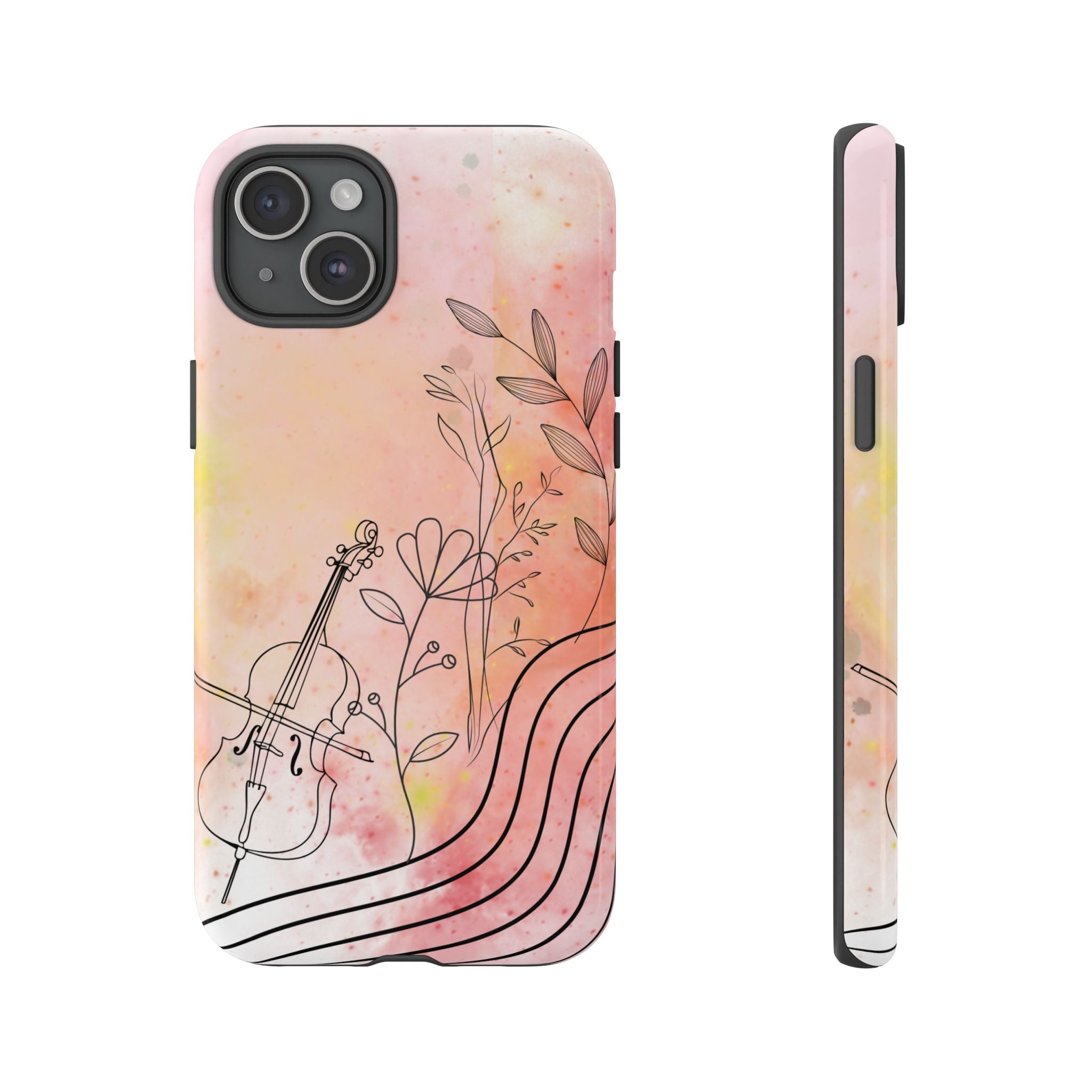 Étui Robuste Pour Violon Floral — Coque de Téléphone Musique Aquarelle