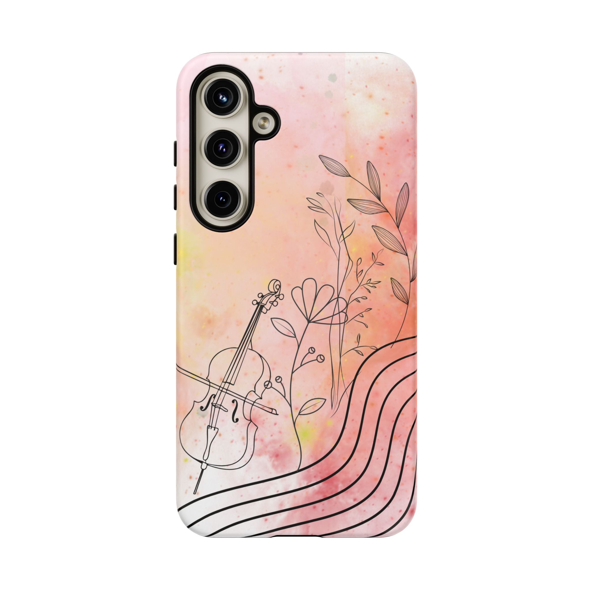 Étui Robuste Pour Violon Floral — Coque de Téléphone Musique Aquarelle