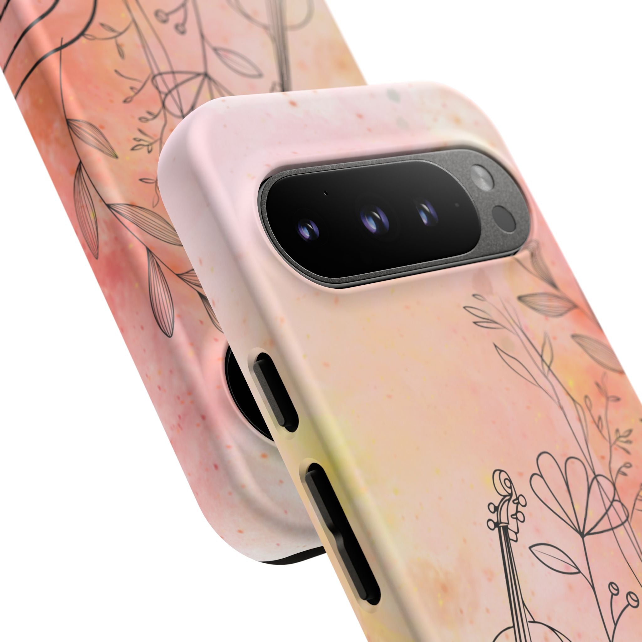 Étui Robuste Pour Violon Floral — Coque de Téléphone Musique Aquarelle