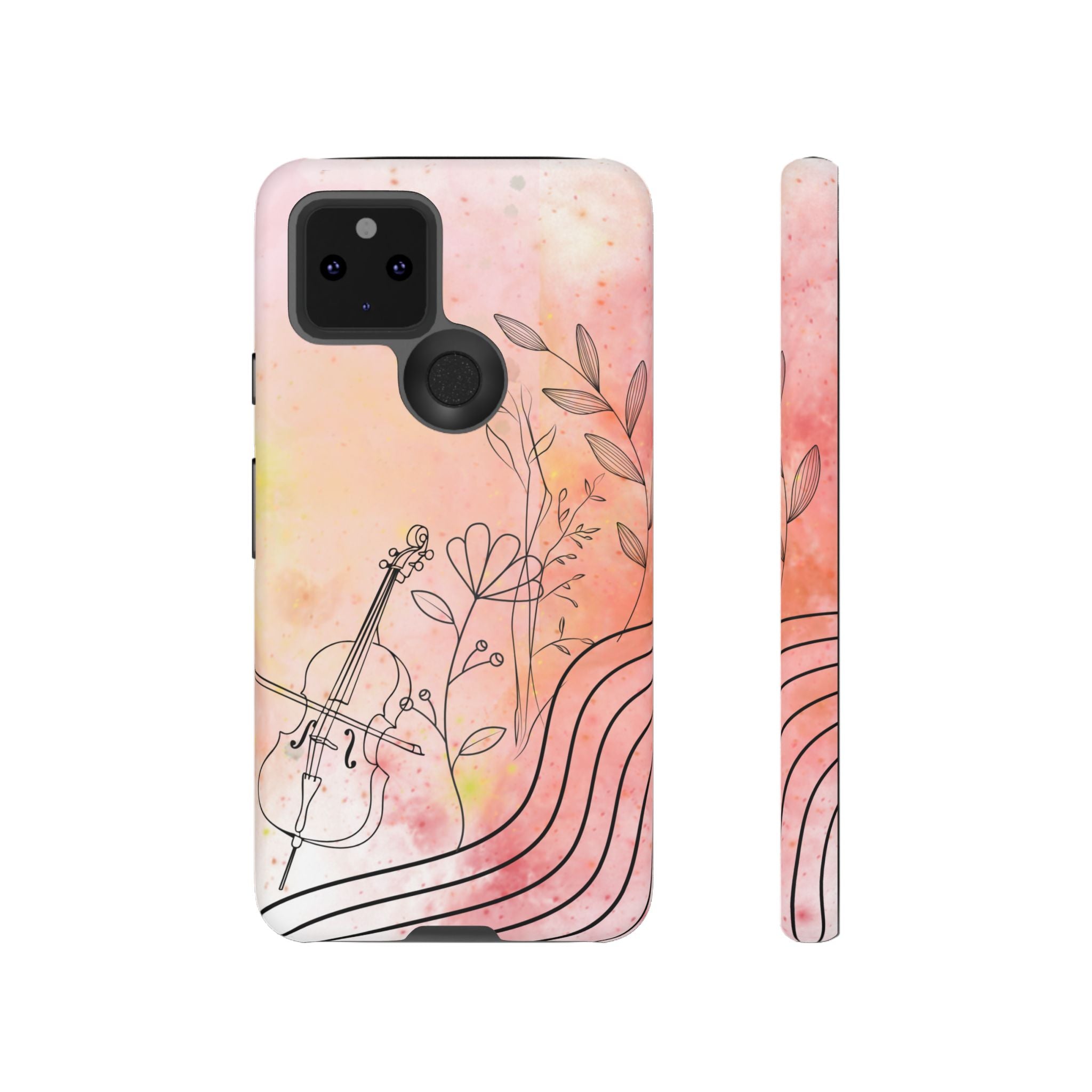 Étui Robuste Pour Violon Floral — Coque de Téléphone Musique Aquarelle