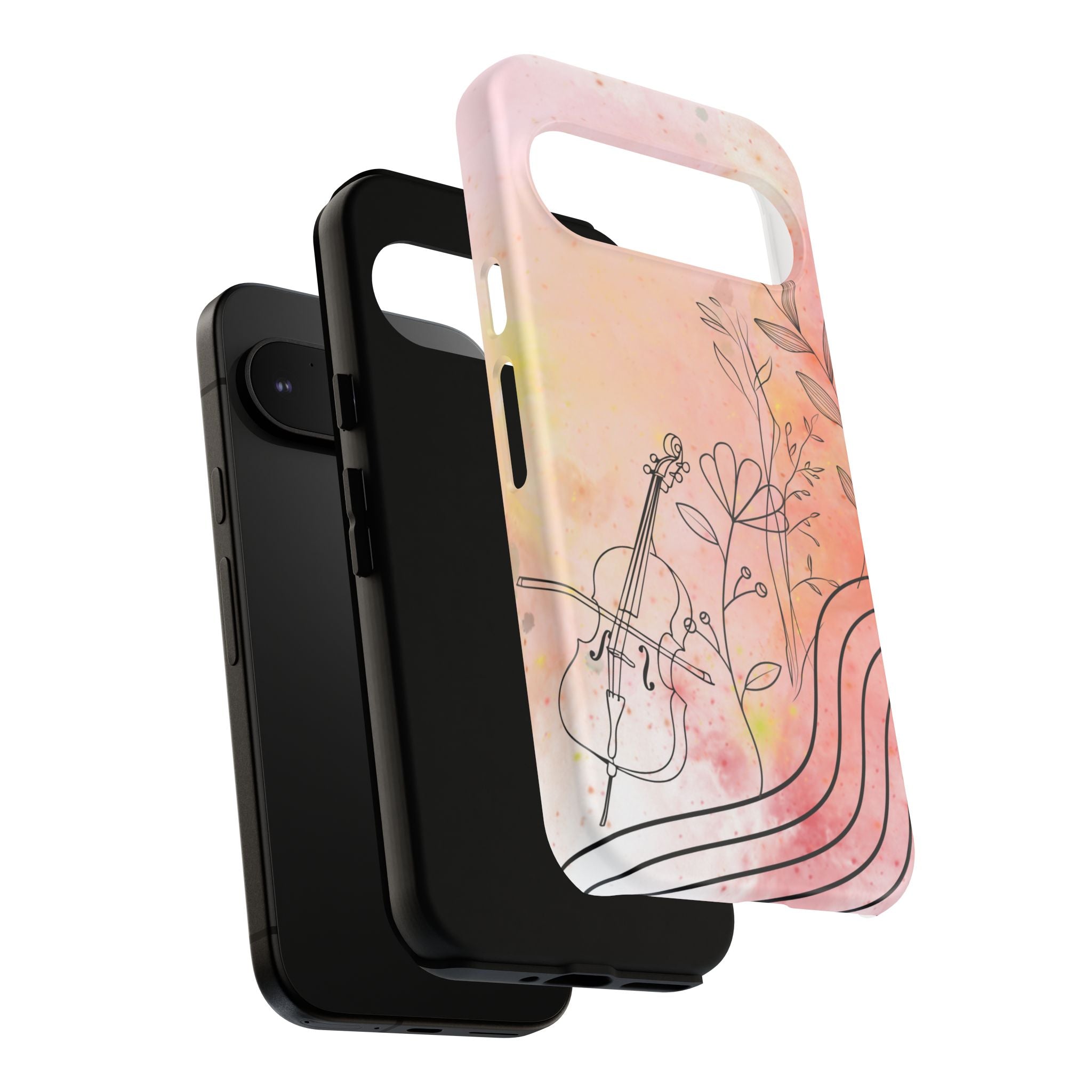 Étui Robuste Pour Violon Floral — Coque de Téléphone Musique Aquarelle