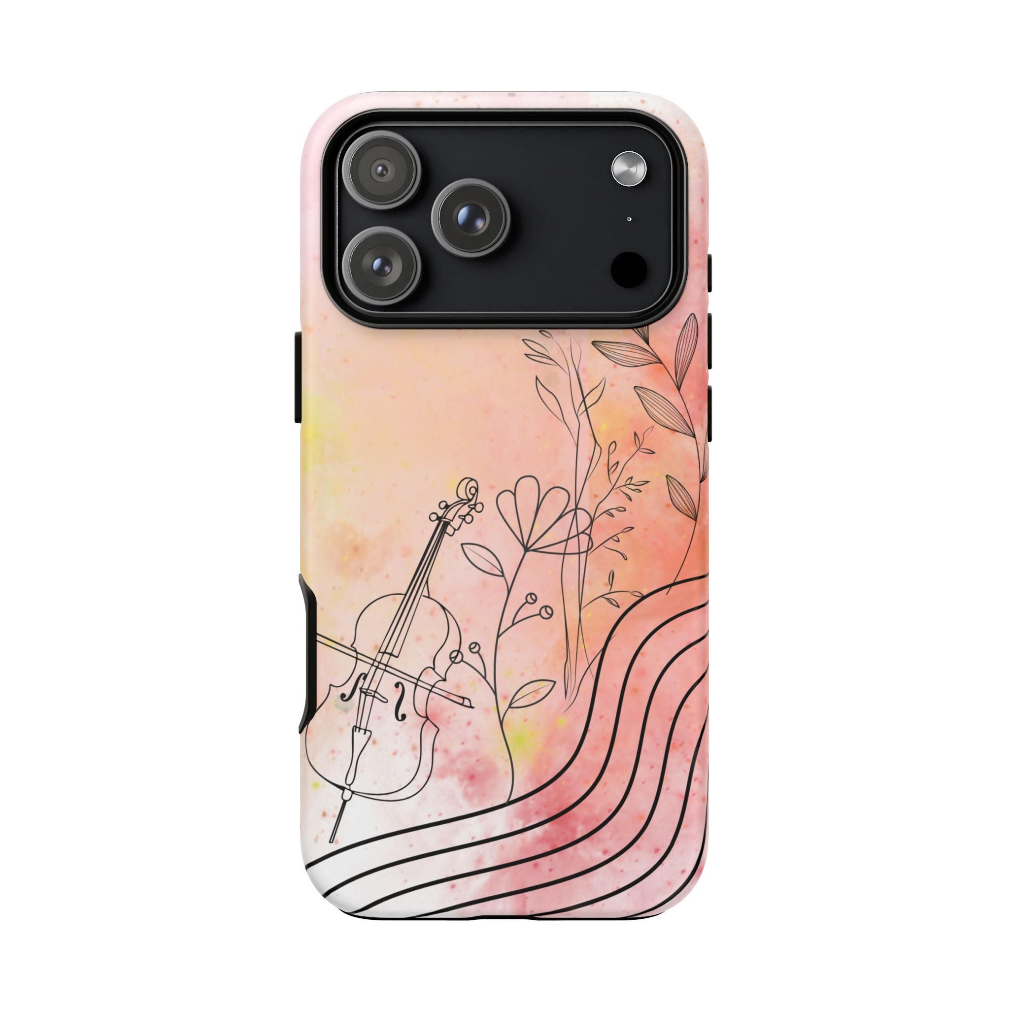 Étui Robuste Pour Violon Floral — Coque de Téléphone Musique Aquarelle