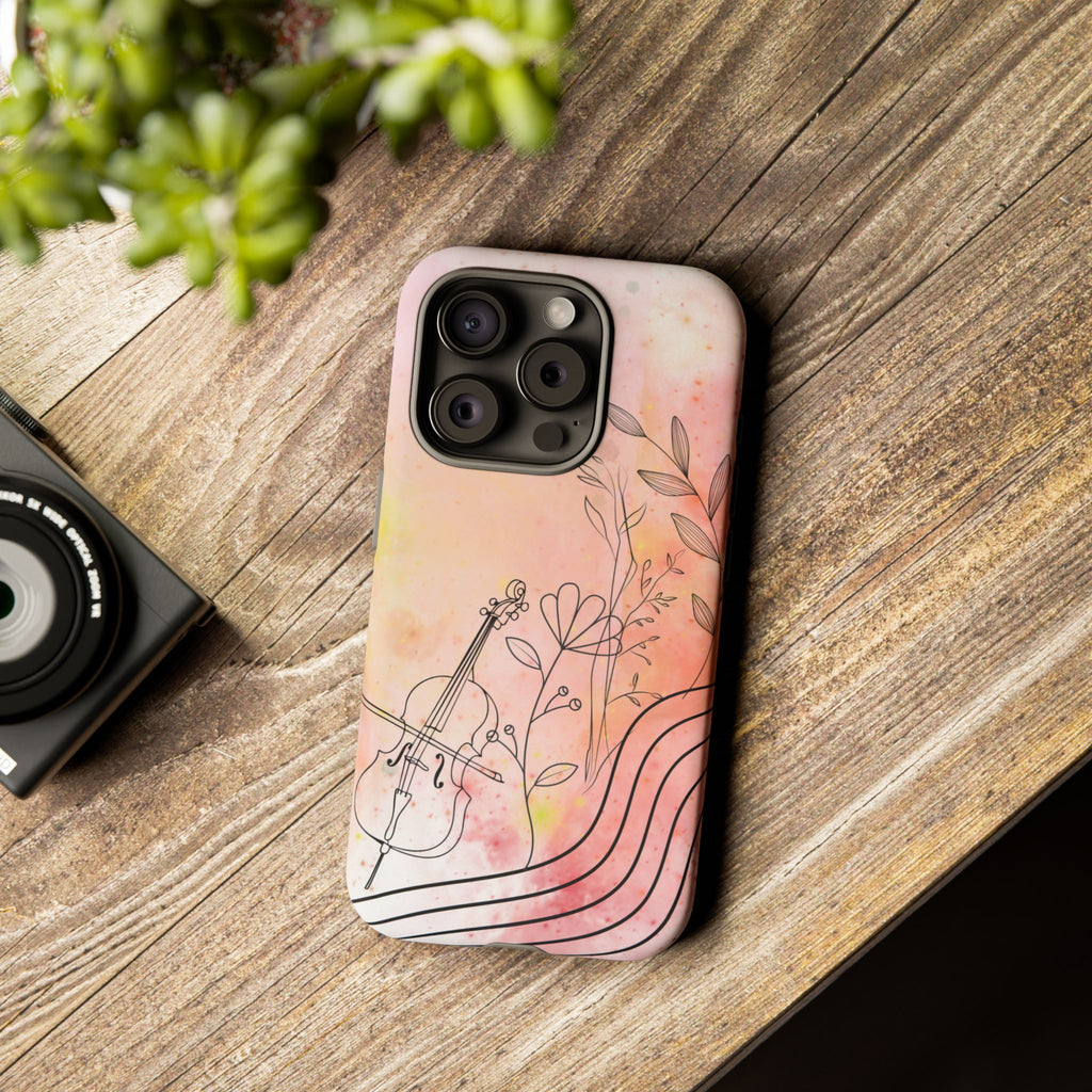 Étui Robuste Pour Violon Floral — Coque de Téléphone Musique Aquarelle