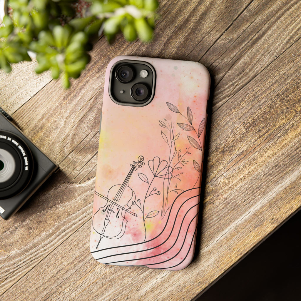 Étui Robuste Pour Violon Floral — Coque de Téléphone Musique Aquarelle