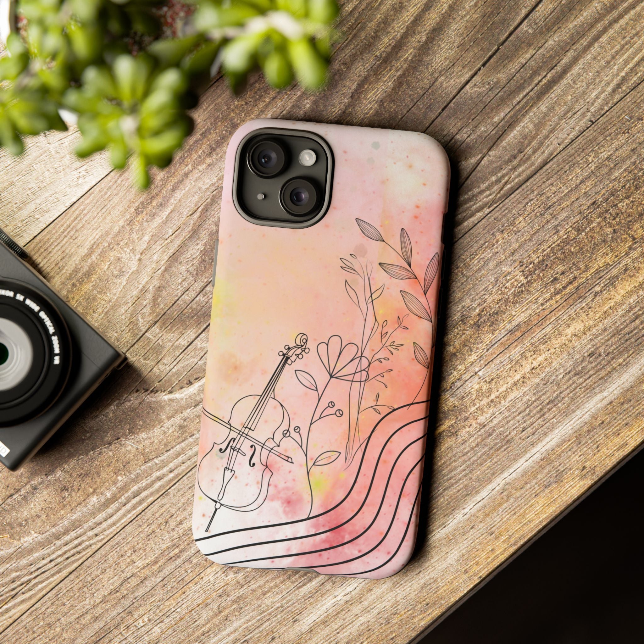 Étui Robuste Pour Violon Floral — Coque de Téléphone Musique Aquarelle