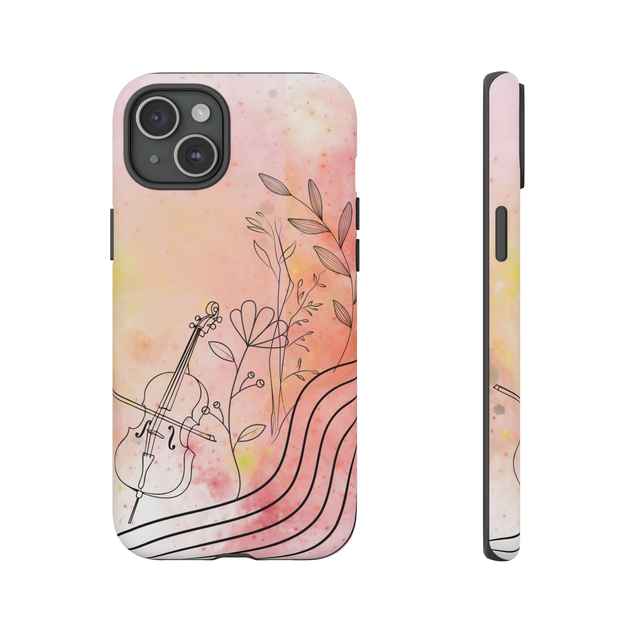 Étui Robuste Pour Violon Floral — Coque de Téléphone Musique Aquarelle