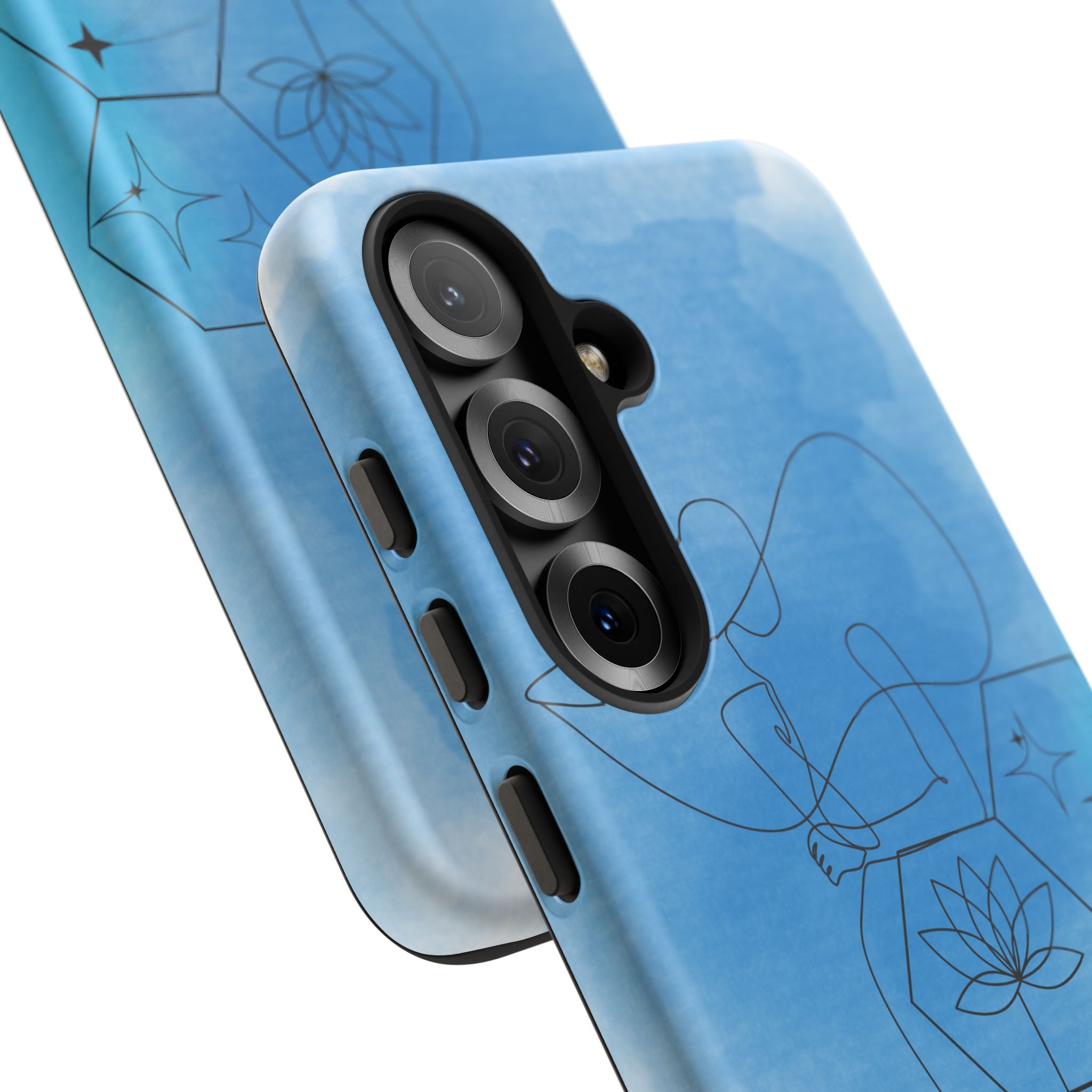 Coque de téléphone Abstraite bleue — Design Zen Lotus Hexagone