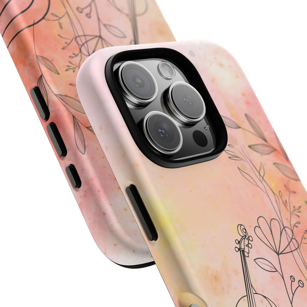 Étui Robuste Pour Violon Floral — Coque de Téléphone Musique Aquarelle