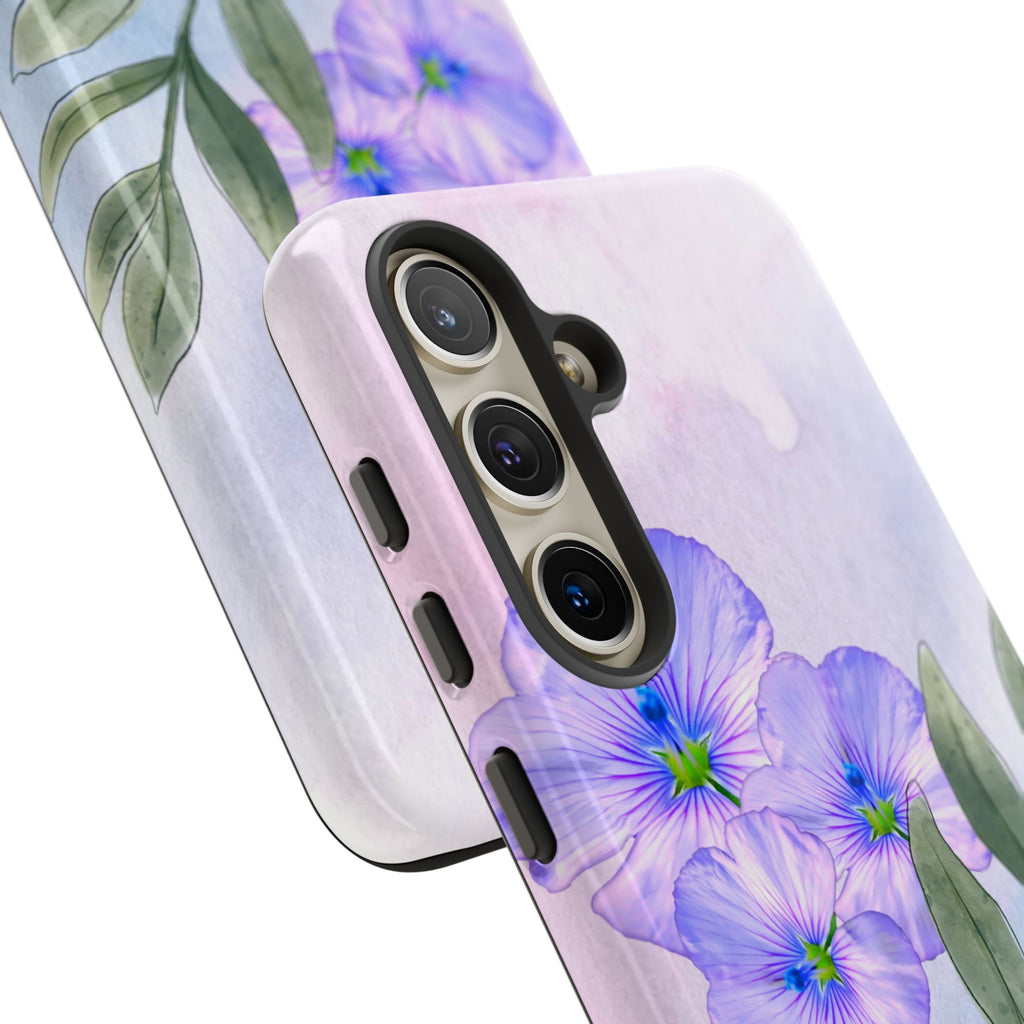 Coque de téléphone aquarelle florale – Bouquet de pétunias violets