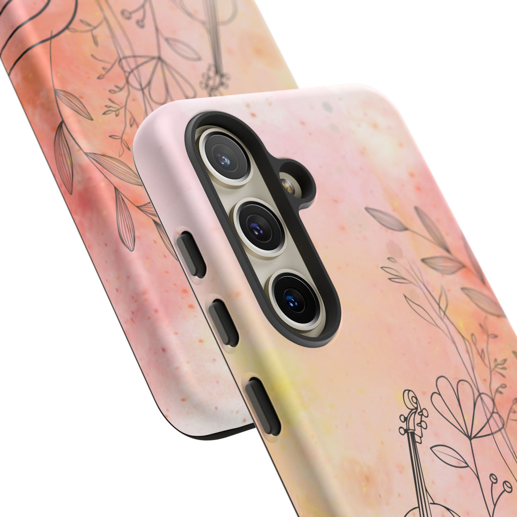 Étui Robuste Pour Violon Floral — Coque de Téléphone Musique Aquarelle
