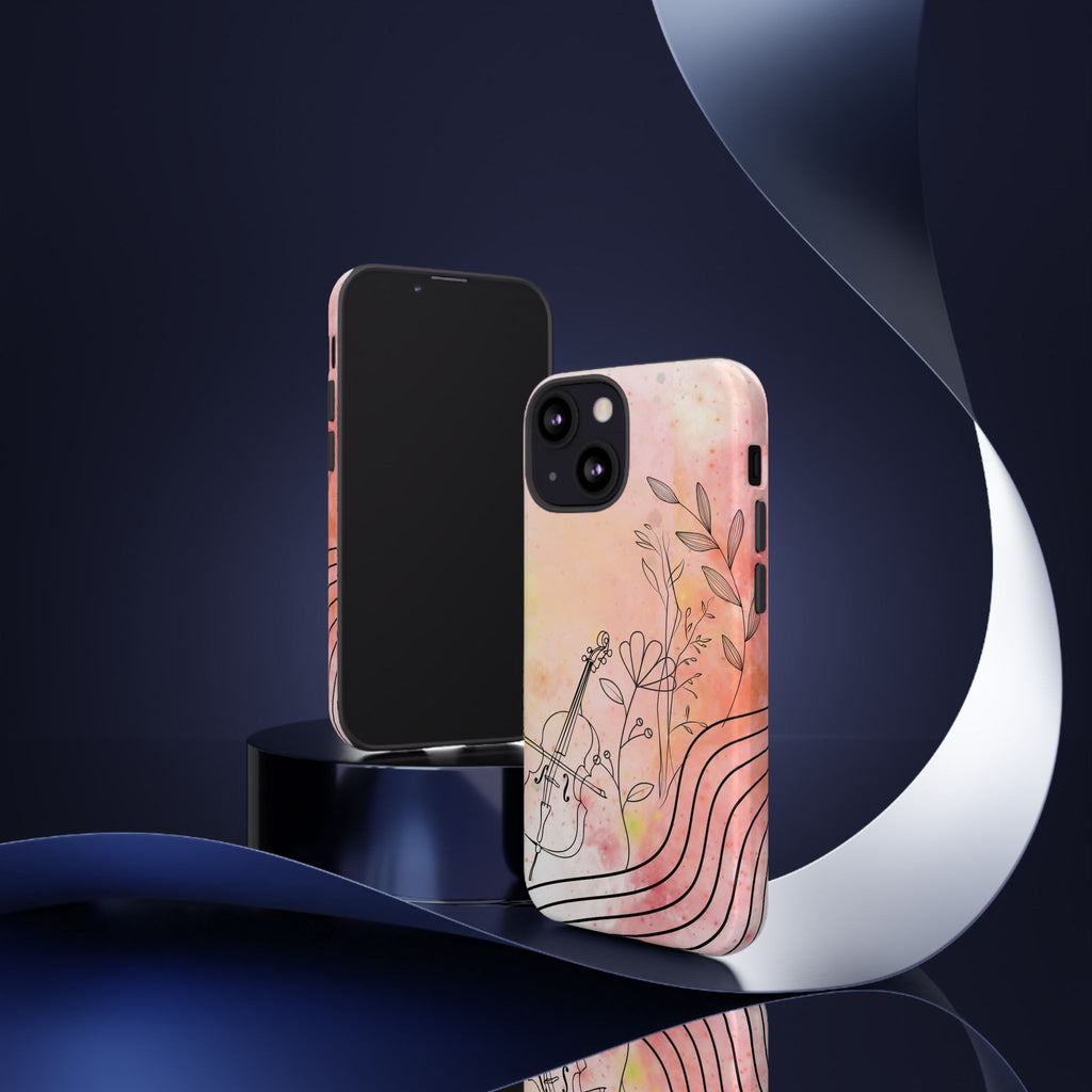 Étui Robuste Pour Violon Floral — Coque de Téléphone Musique Aquarelle
