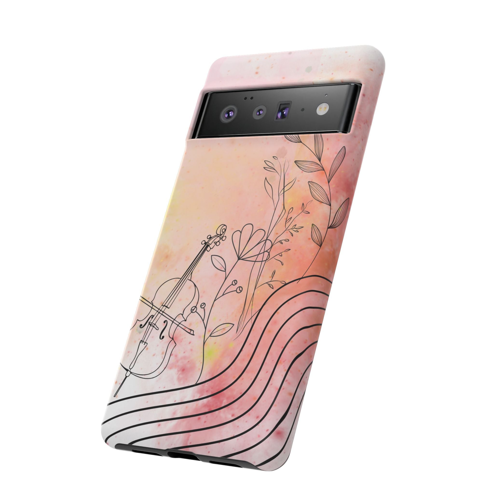 Étui Robuste Pour Violon Floral — Coque de Téléphone Musique Aquarelle