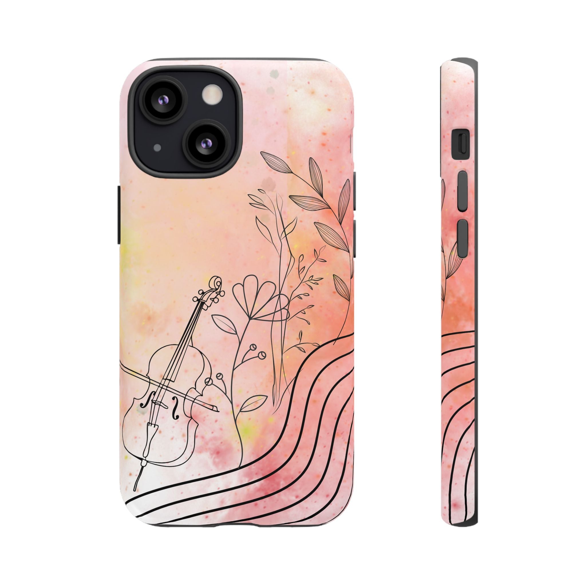 Étui Robuste Pour Violon Floral — Coque de Téléphone Musique Aquarelle