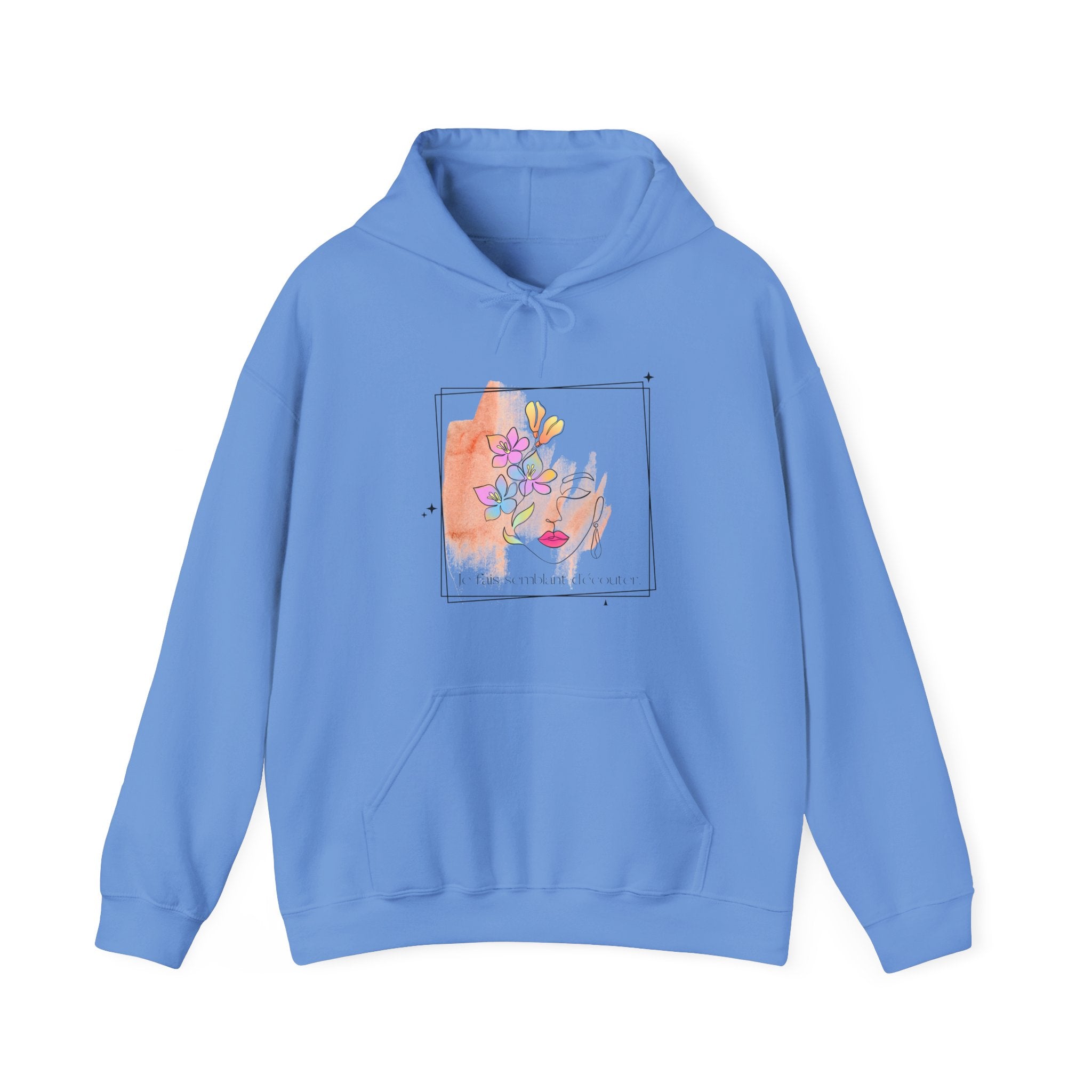 Hoodie aquarelle visage floral — Hoodie d'art abstrait féminin
