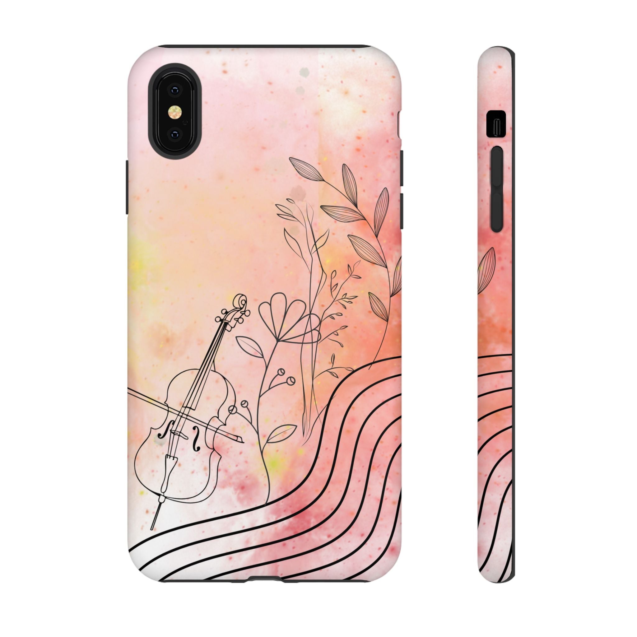 Étui Robuste Pour Violon Floral — Coque de Téléphone Musique Aquarelle