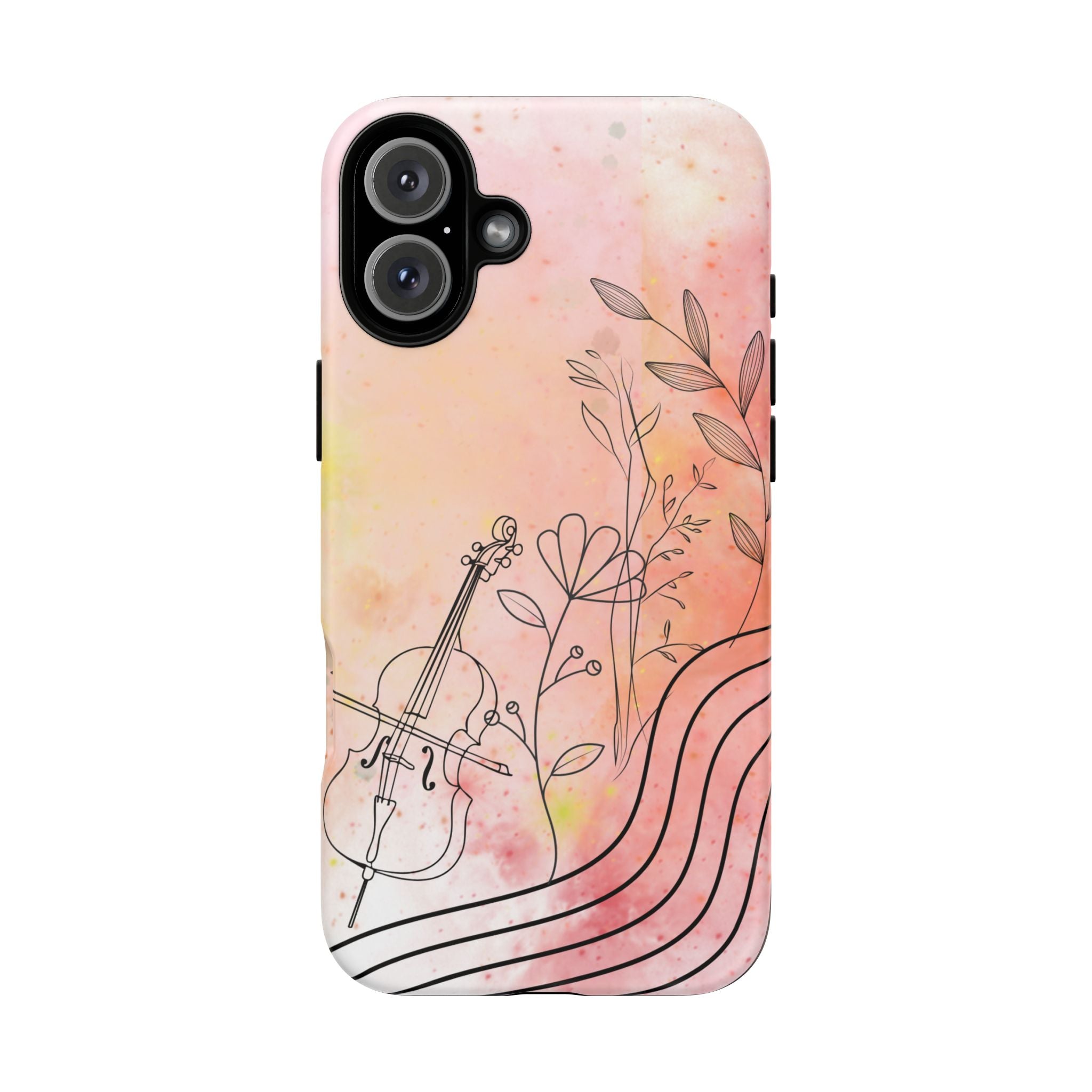 Étui Robuste Pour Violon Floral — Coque de Téléphone Musique Aquarelle