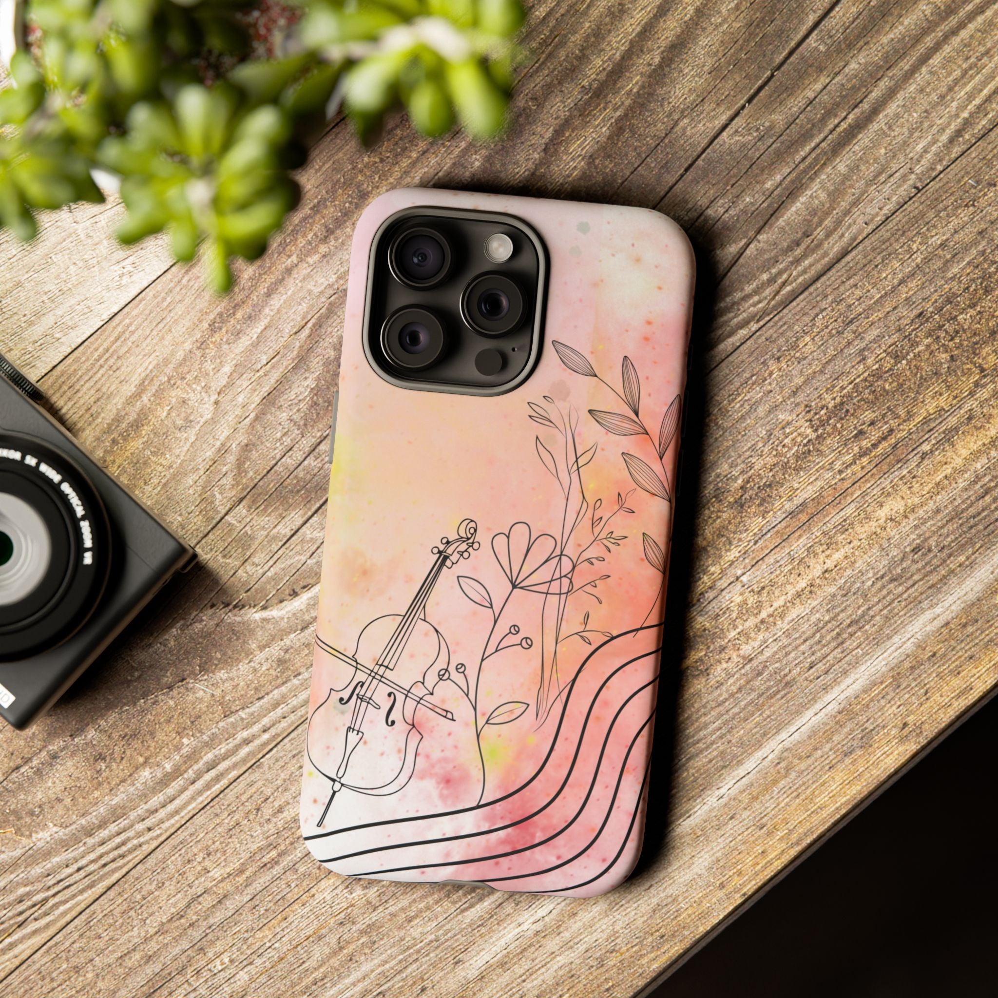 Étui Robuste Pour Violon Floral — Coque de Téléphone Musique Aquarelle