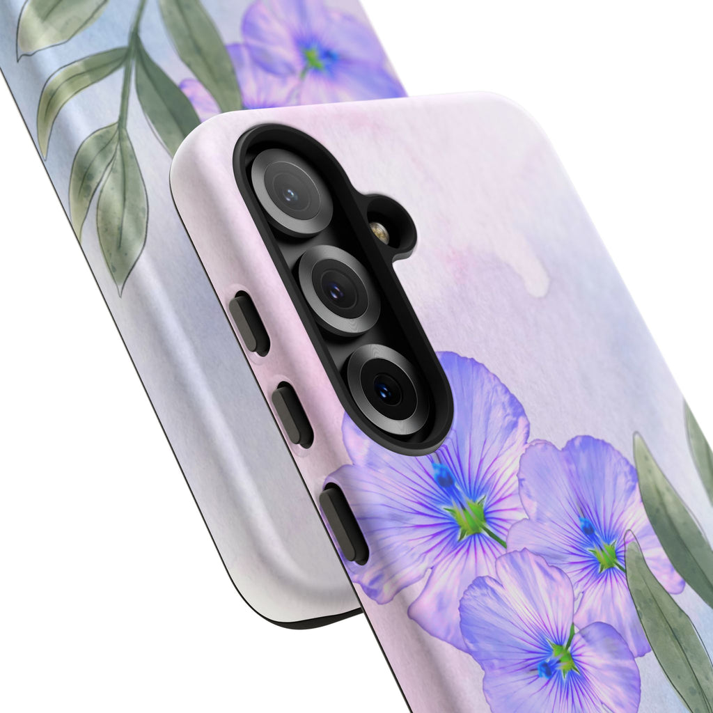 Coque de téléphone aquarelle florale – Bouquet de pétunias violets