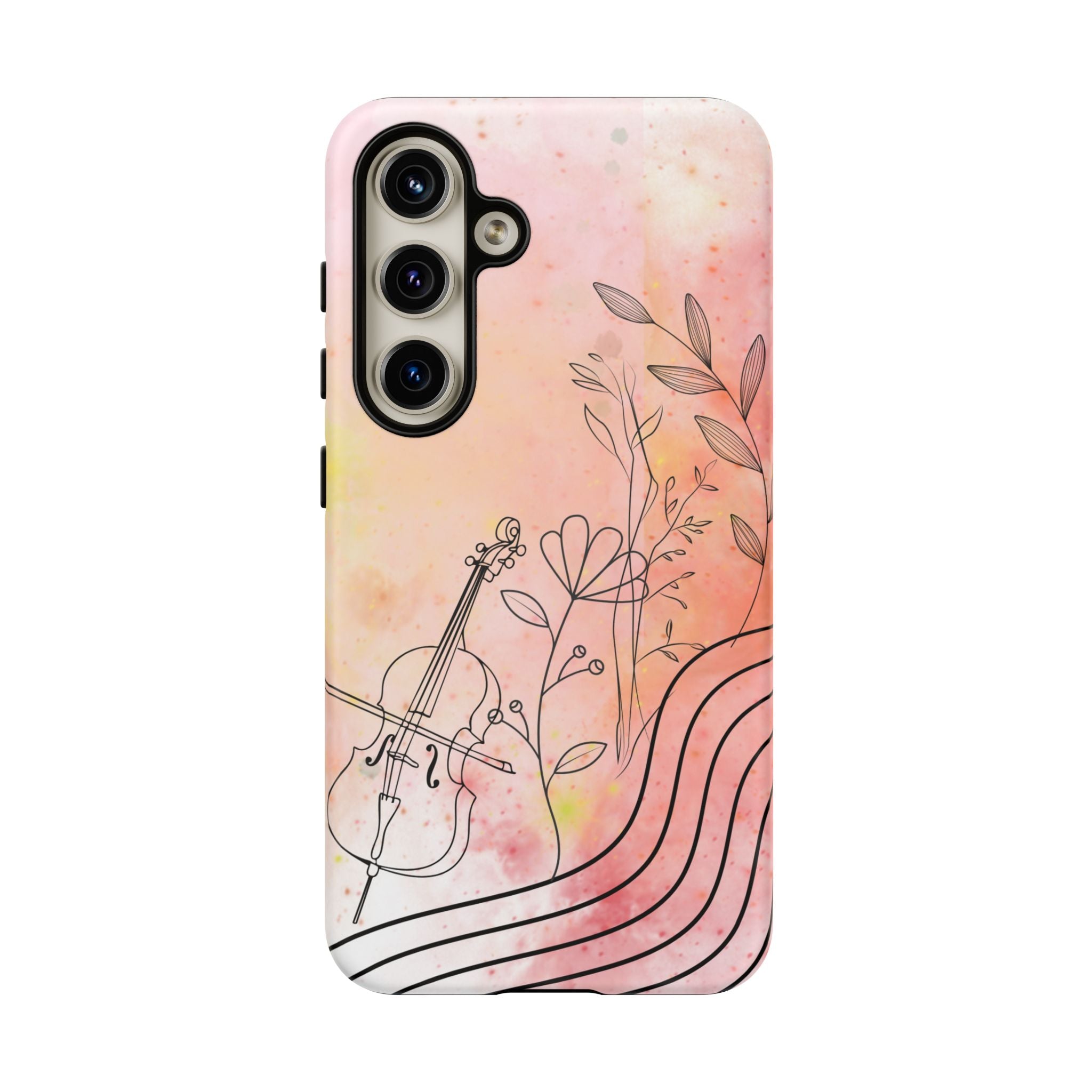 Étui Robuste Pour Violon Floral — Coque de Téléphone Musique Aquarelle