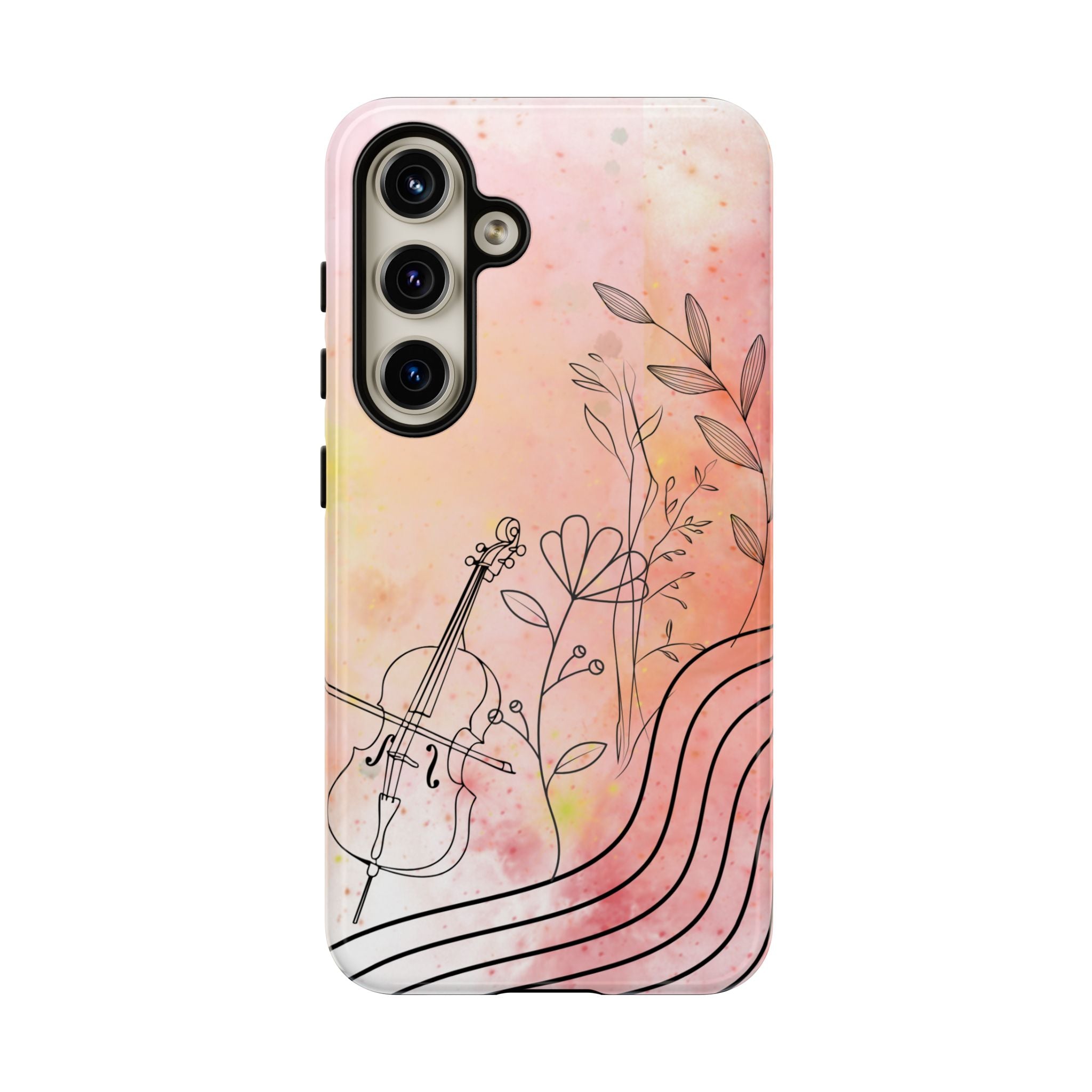 Étui Robuste Pour Violon Floral — Coque de Téléphone Musique Aquarelle