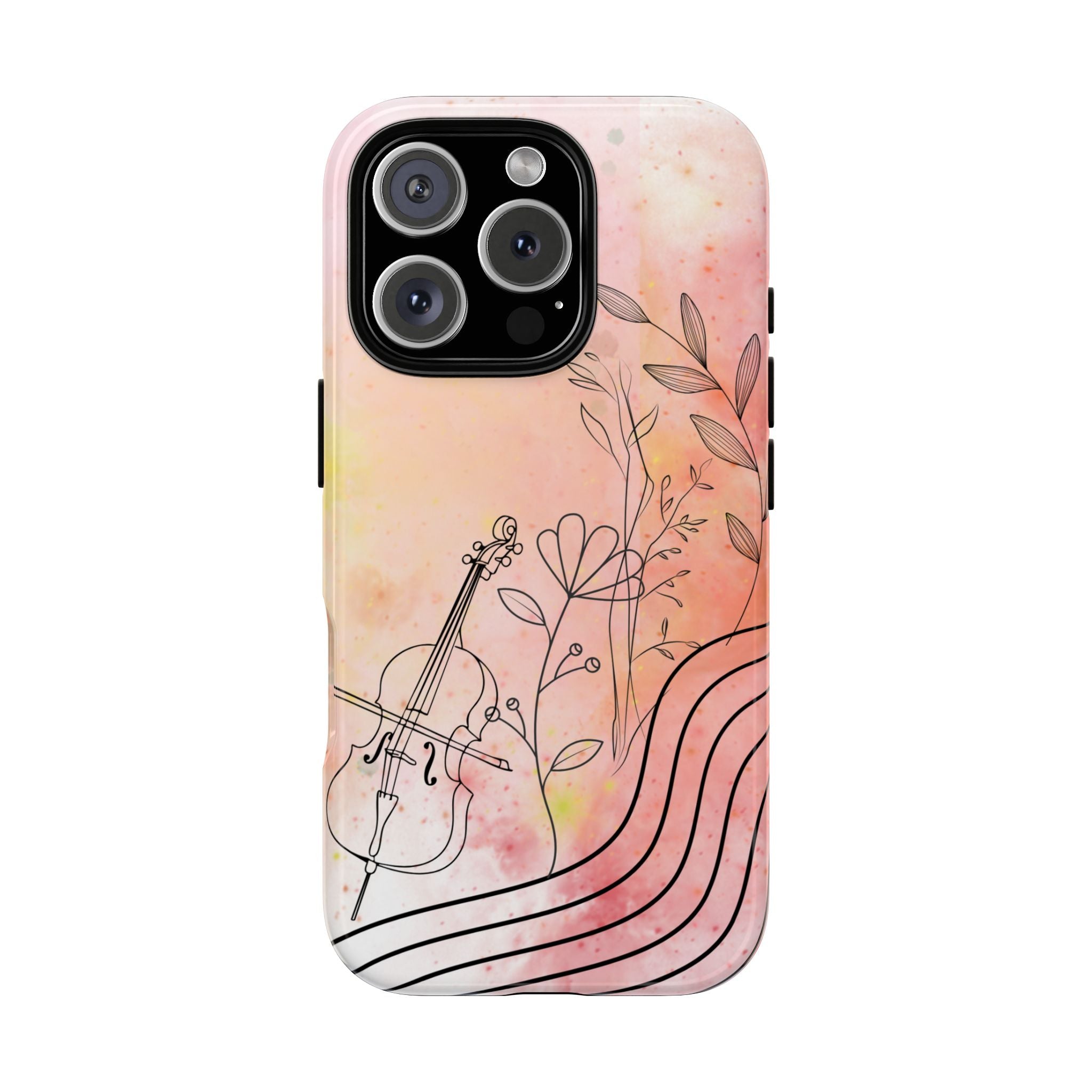Étui Robuste Pour Violon Floral — Coque de Téléphone Musique Aquarelle