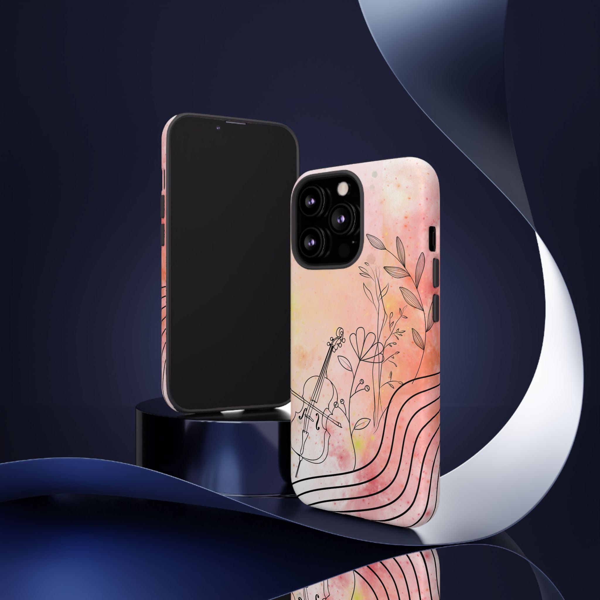 Étui Robuste Pour Violon Floral — Coque de Téléphone Musique Aquarelle