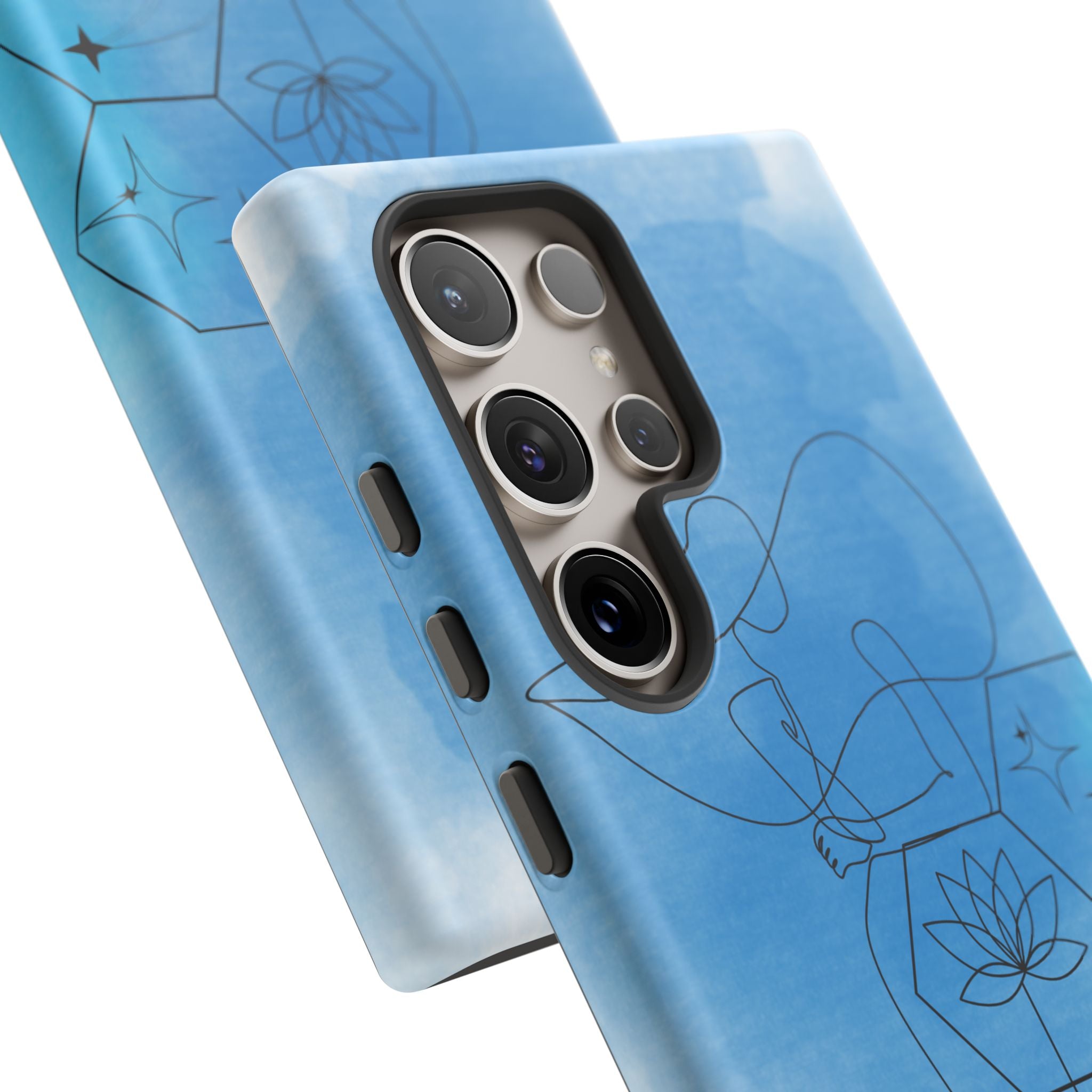 Coque de téléphone Abstraite bleue — Design Zen Lotus Hexagone