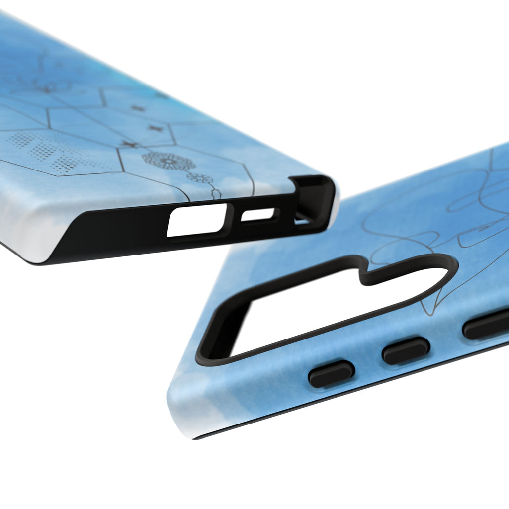 Coque de téléphone Abstraite bleue — Design Zen Lotus Hexagone
