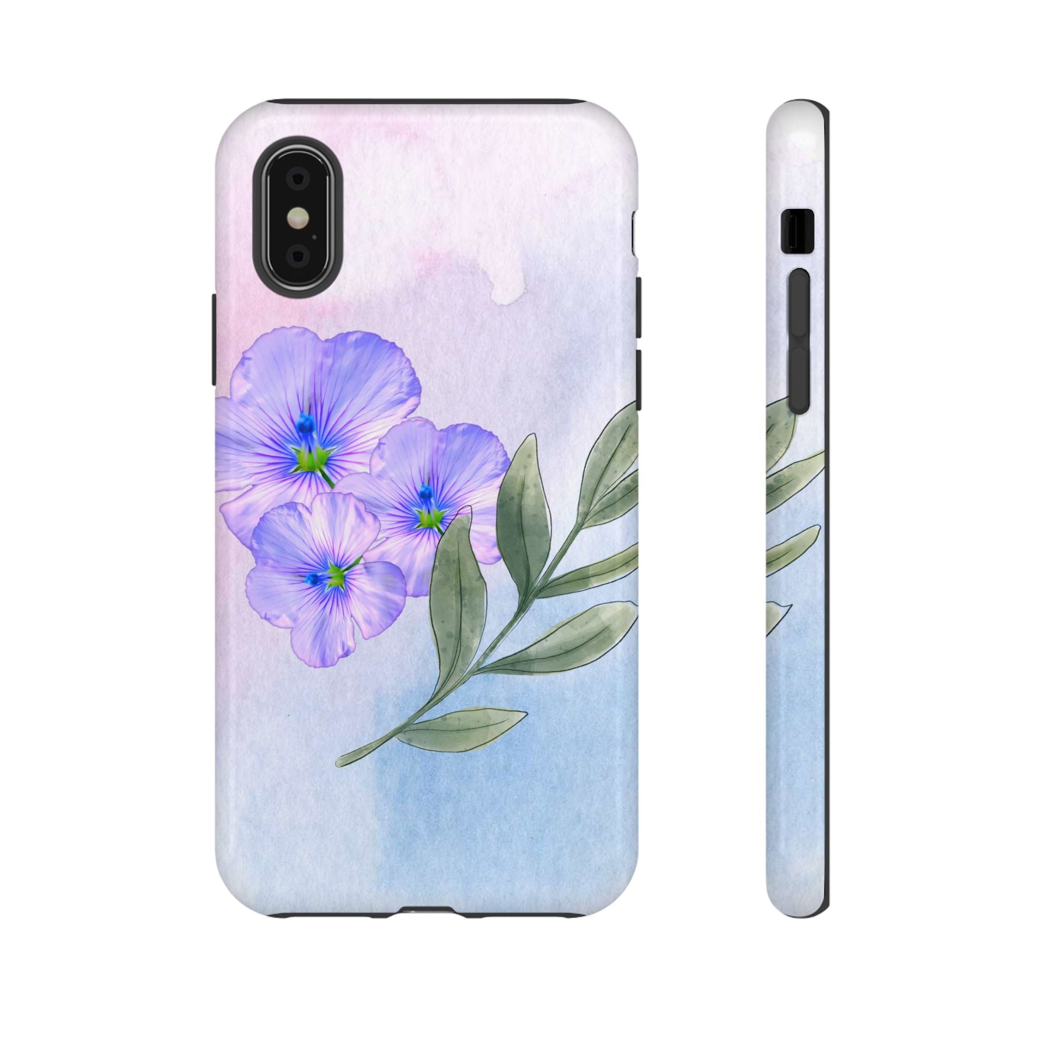 Coque de téléphone aquarelle florale – Bouquet de pétunias violets