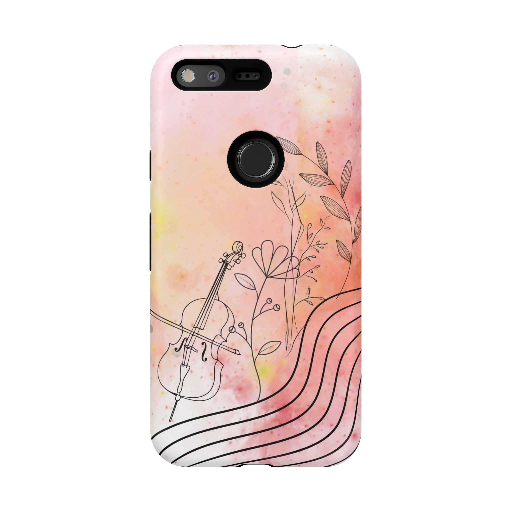 Étui Robuste Pour Violon Floral — Coque de Téléphone Musique Aquarelle
