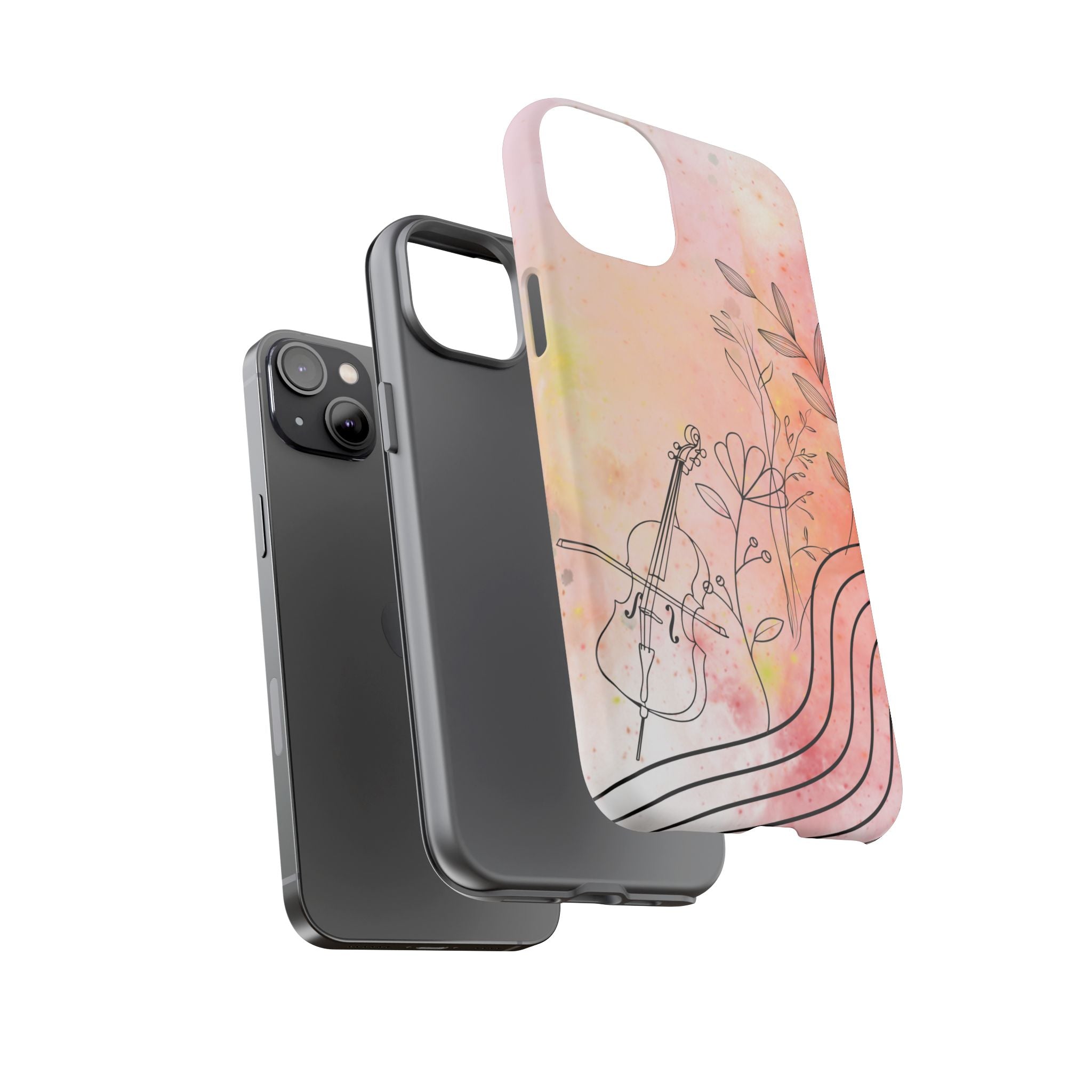 Étui Robuste Pour Violon Floral — Coque de Téléphone Musique Aquarelle