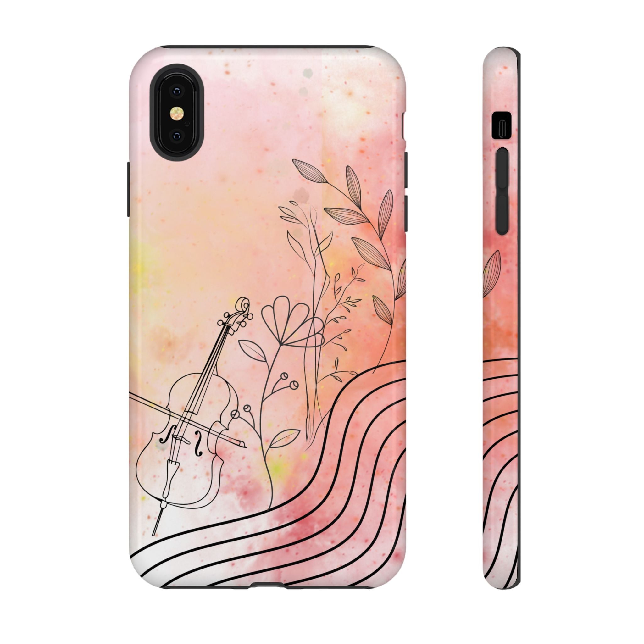 Étui Robuste Pour Violon Floral — Coque de Téléphone Musique Aquarelle