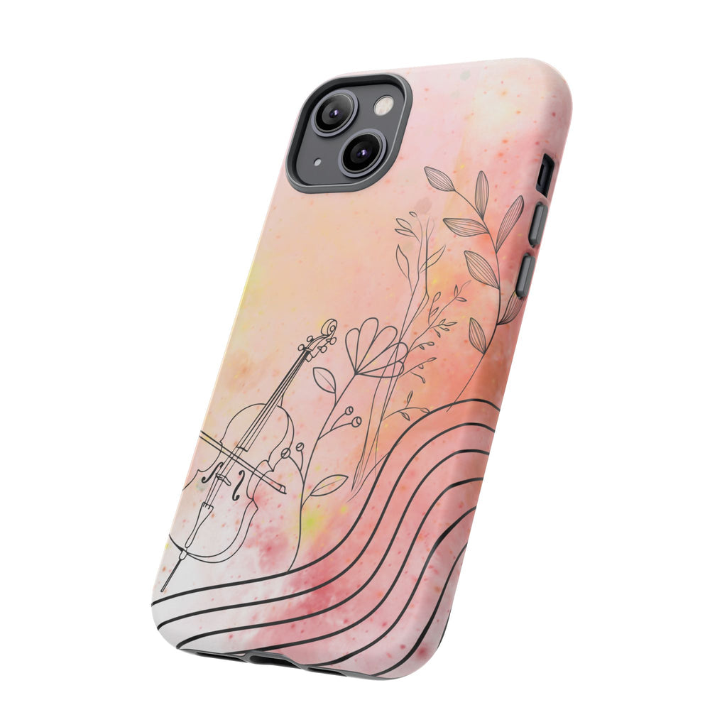 Étui Robuste Pour Violon Floral — Coque de Téléphone Musique Aquarelle