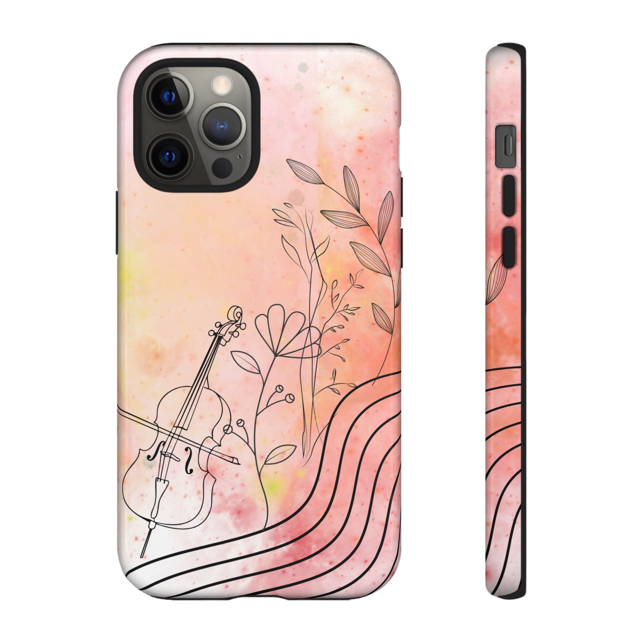 Étui Robuste Pour Violon Floral — Coque de Téléphone Musique Aquarelle