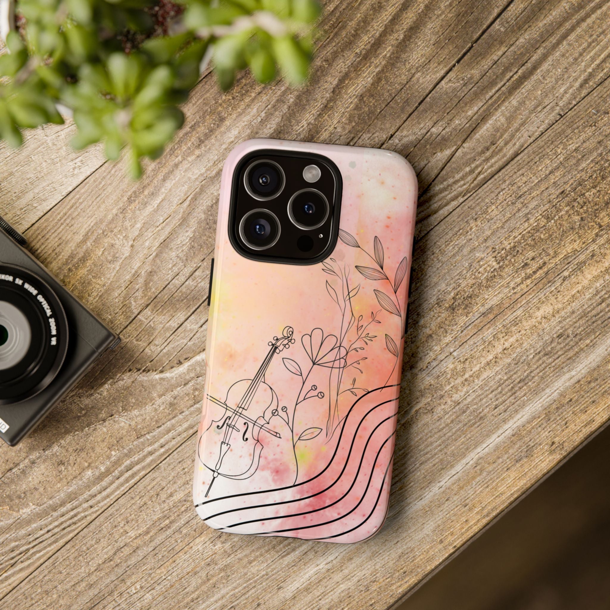 Étui Robuste Pour Violon Floral — Coque de Téléphone Musique Aquarelle