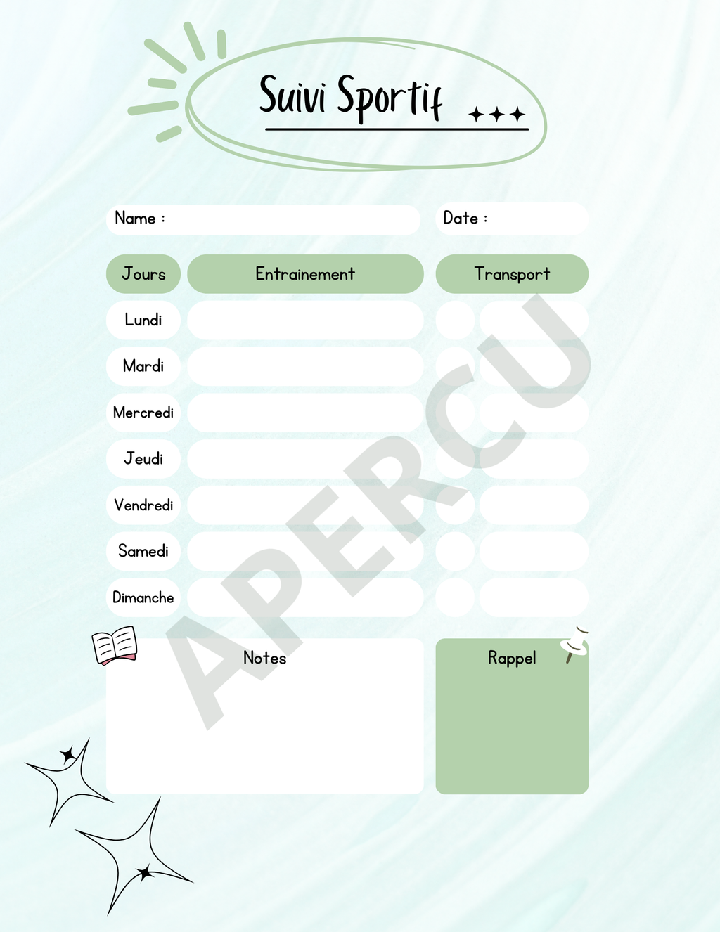 Planificateur Sportif PDF – Pour l’athlète et le parent