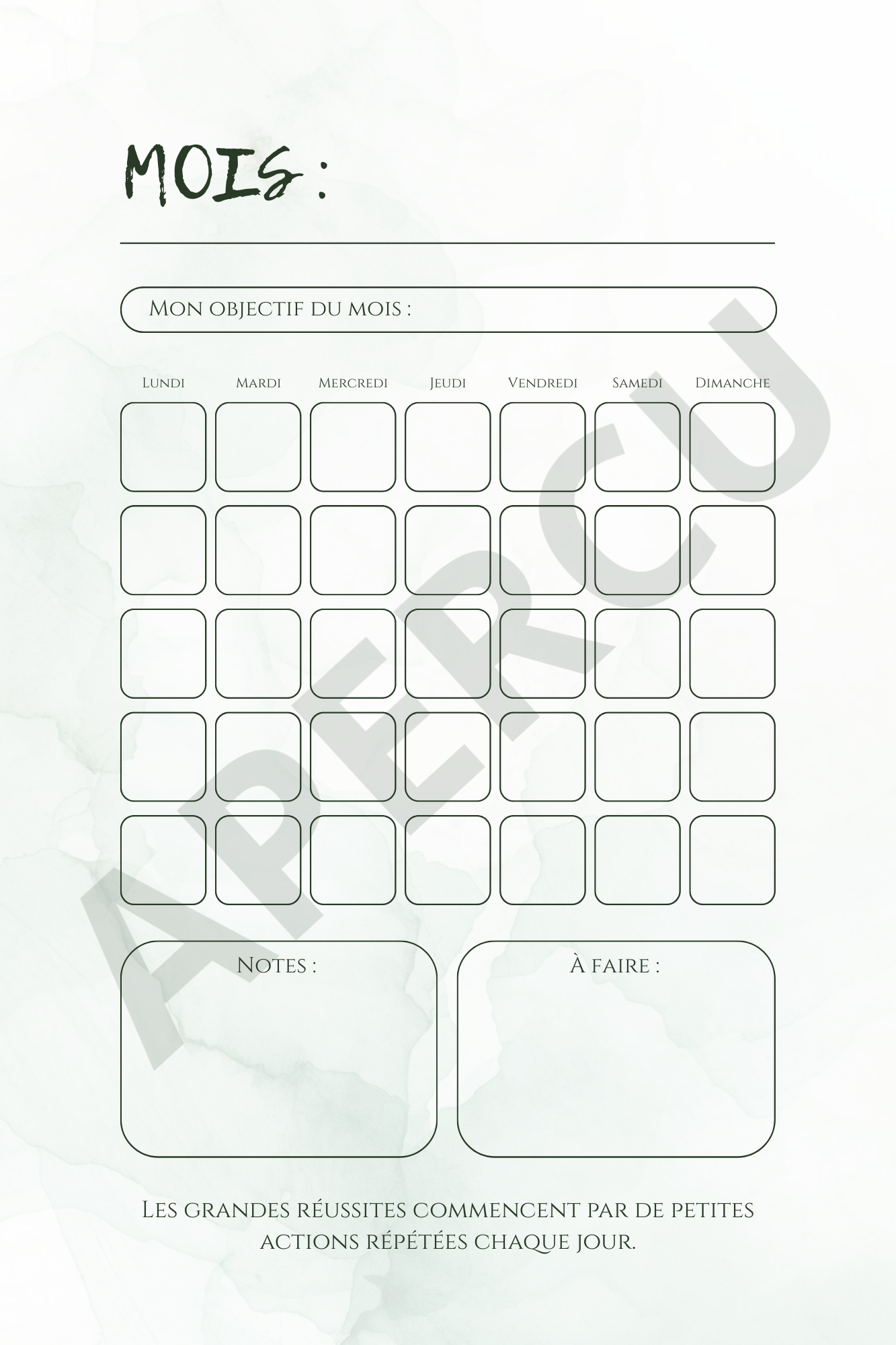 Agenda 12 mois – Précommande avec 6 pages PDF