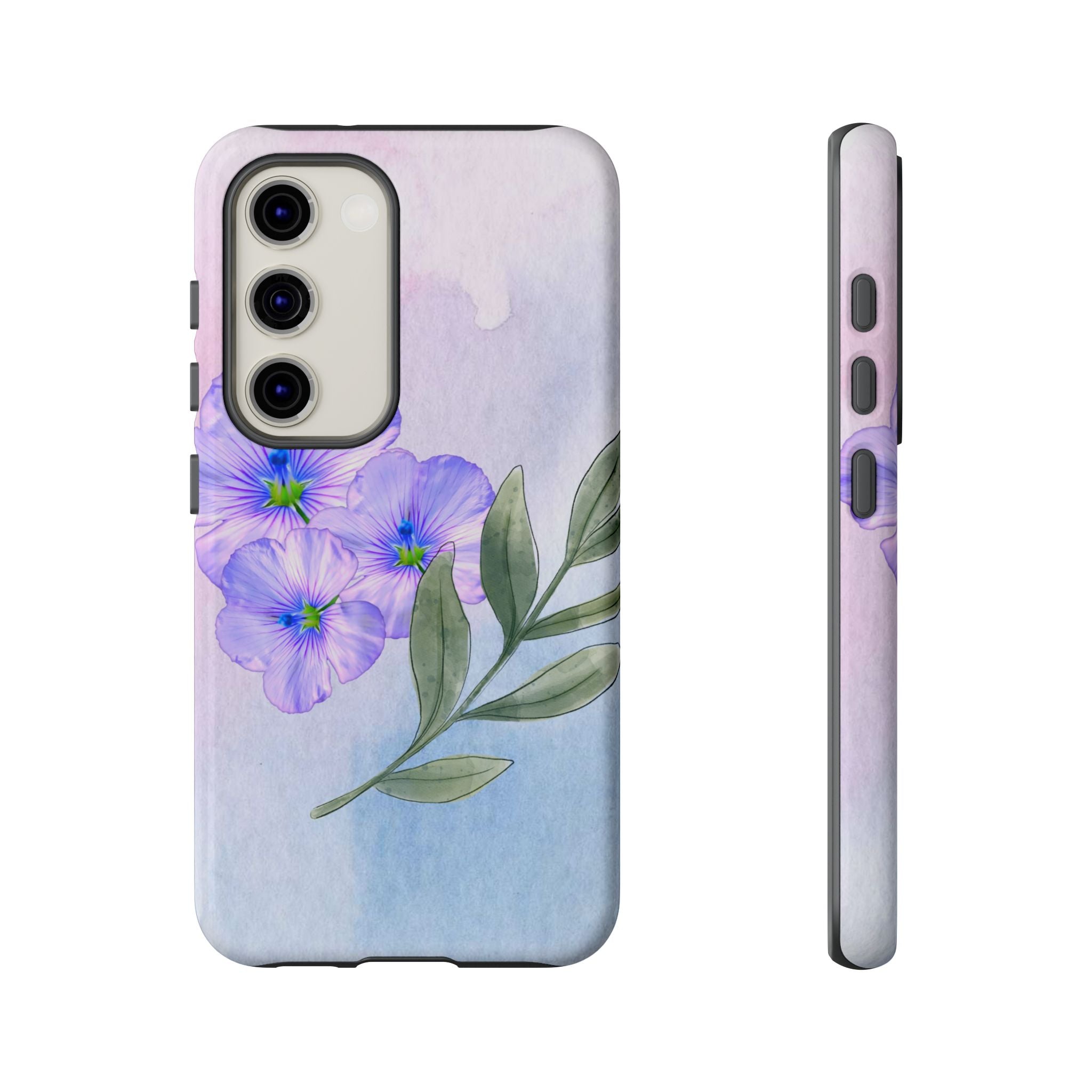 Coque de téléphone aquarelle florale – Bouquet de pétunias violets