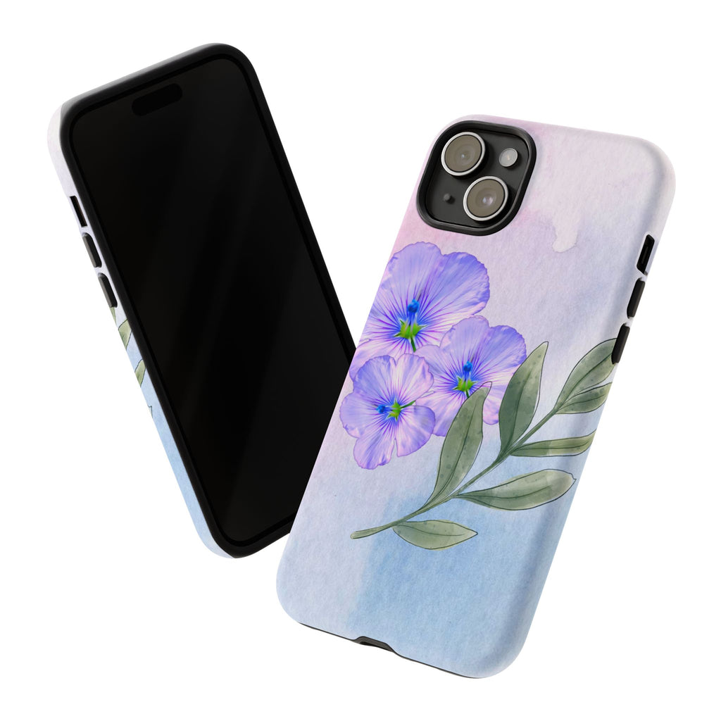 Coque de téléphone aquarelle florale – Bouquet de pétunias violets